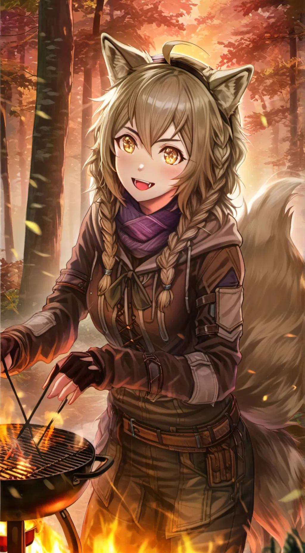 ai character: Wolf Girl Furry Sp background