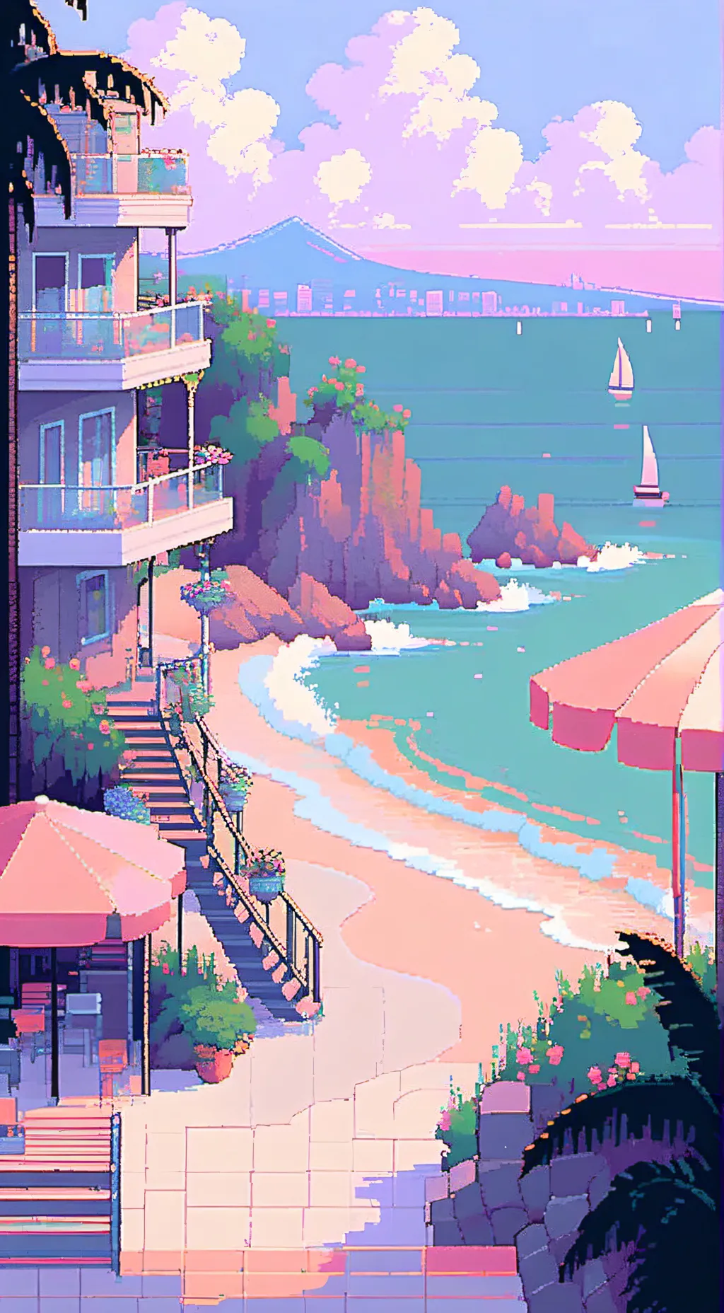 ai character: upms at the beach background