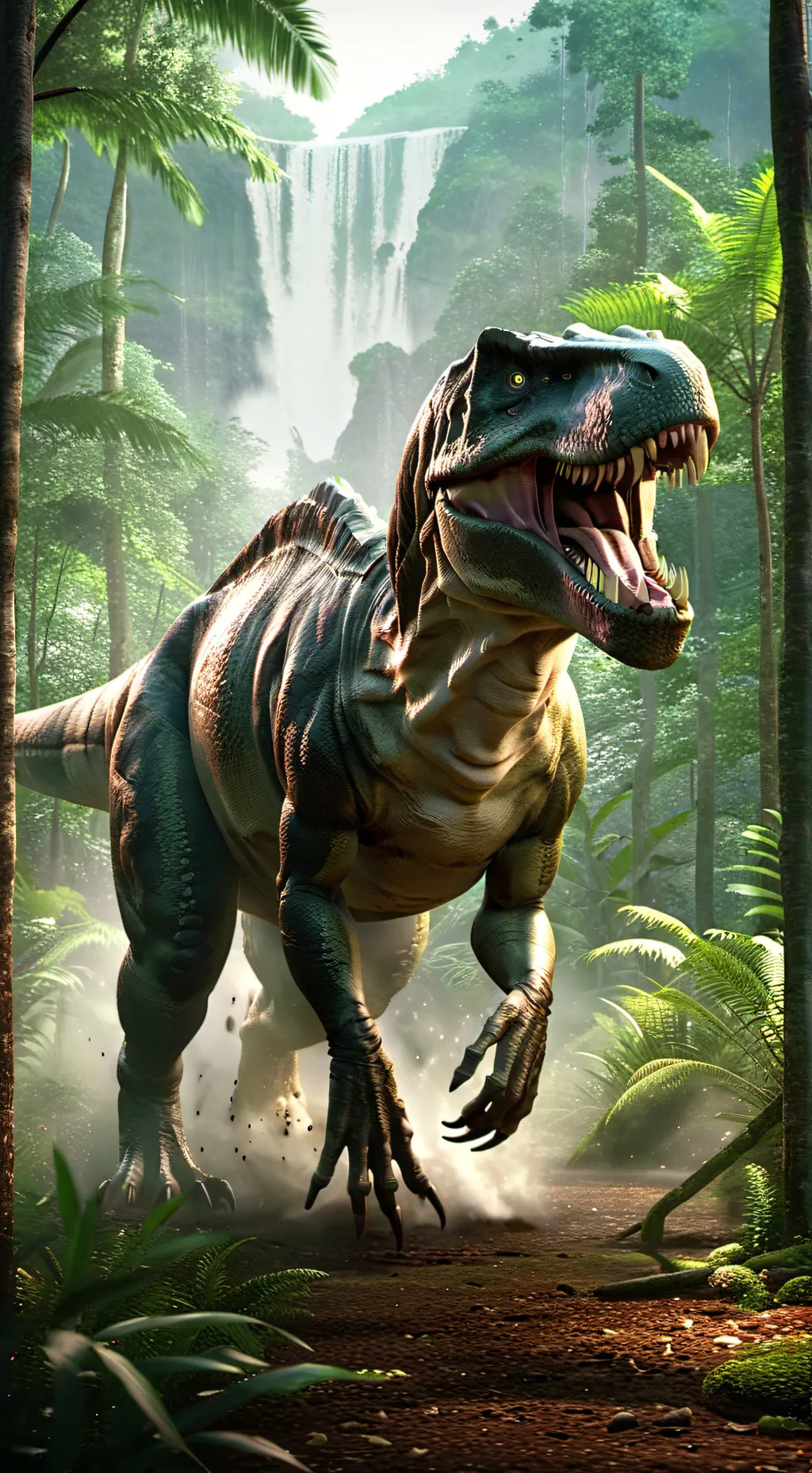 ai character: HYBRID T.REX background