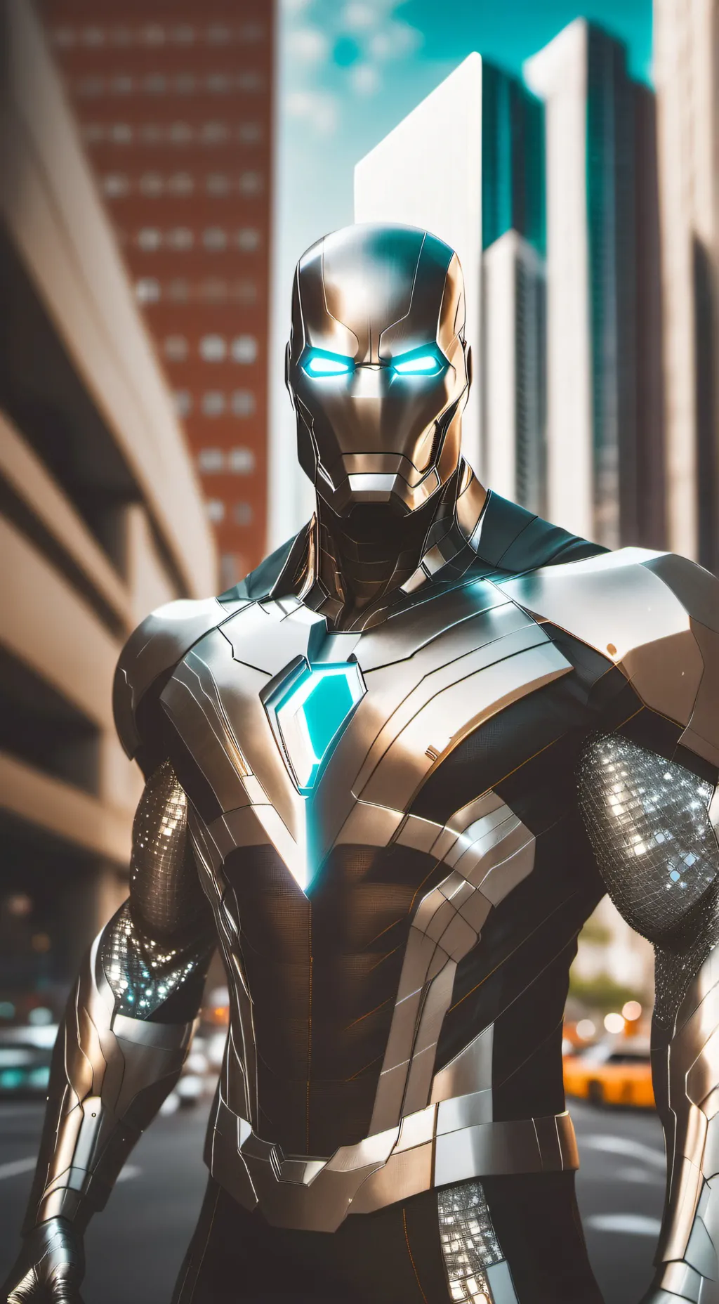ai character: iron man  background