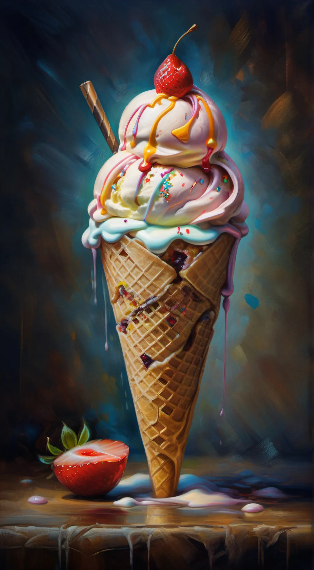 ai character: Ice Creamy background