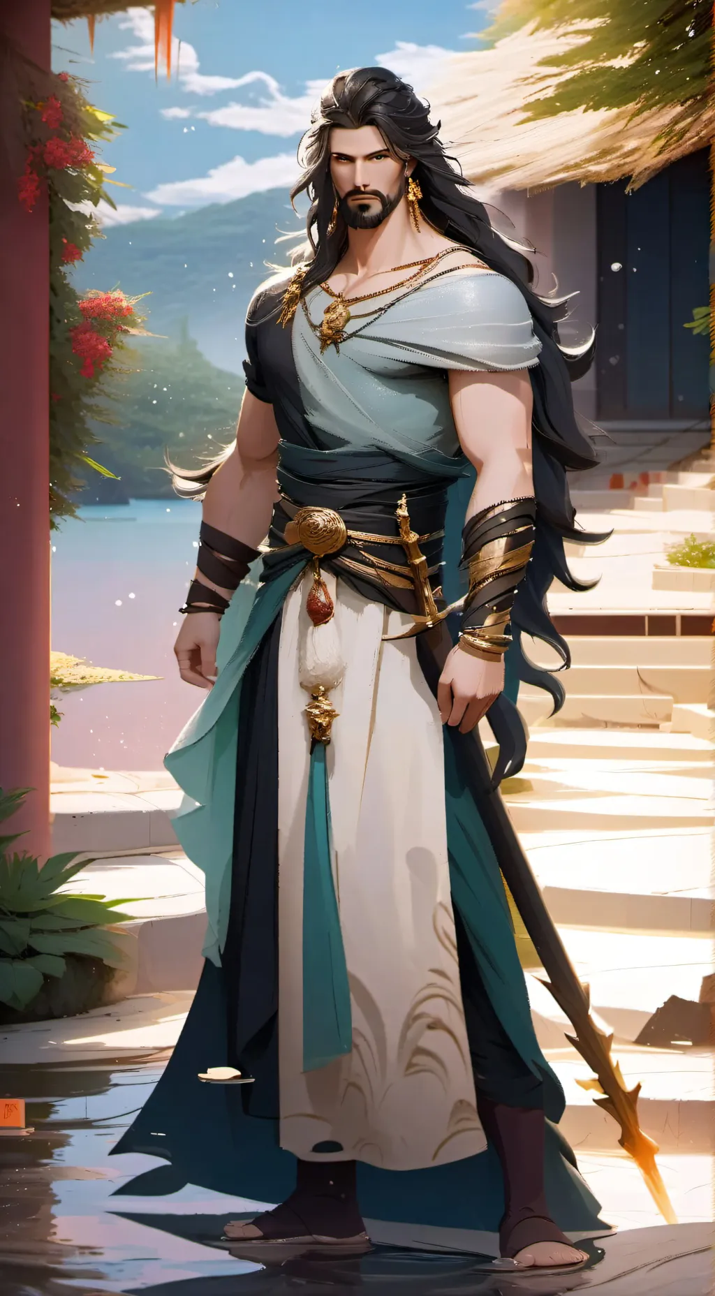 ai character: Poseidon x zeus  background