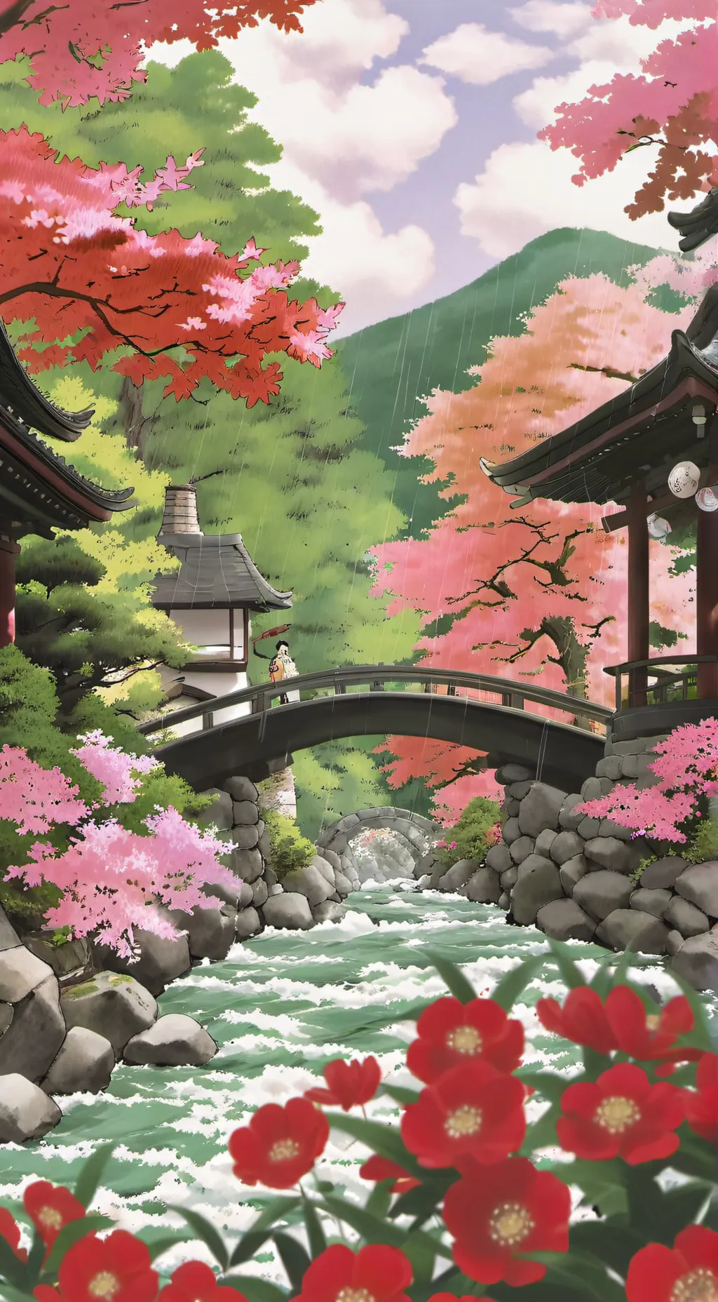 ai character: MHA Rainy Day background