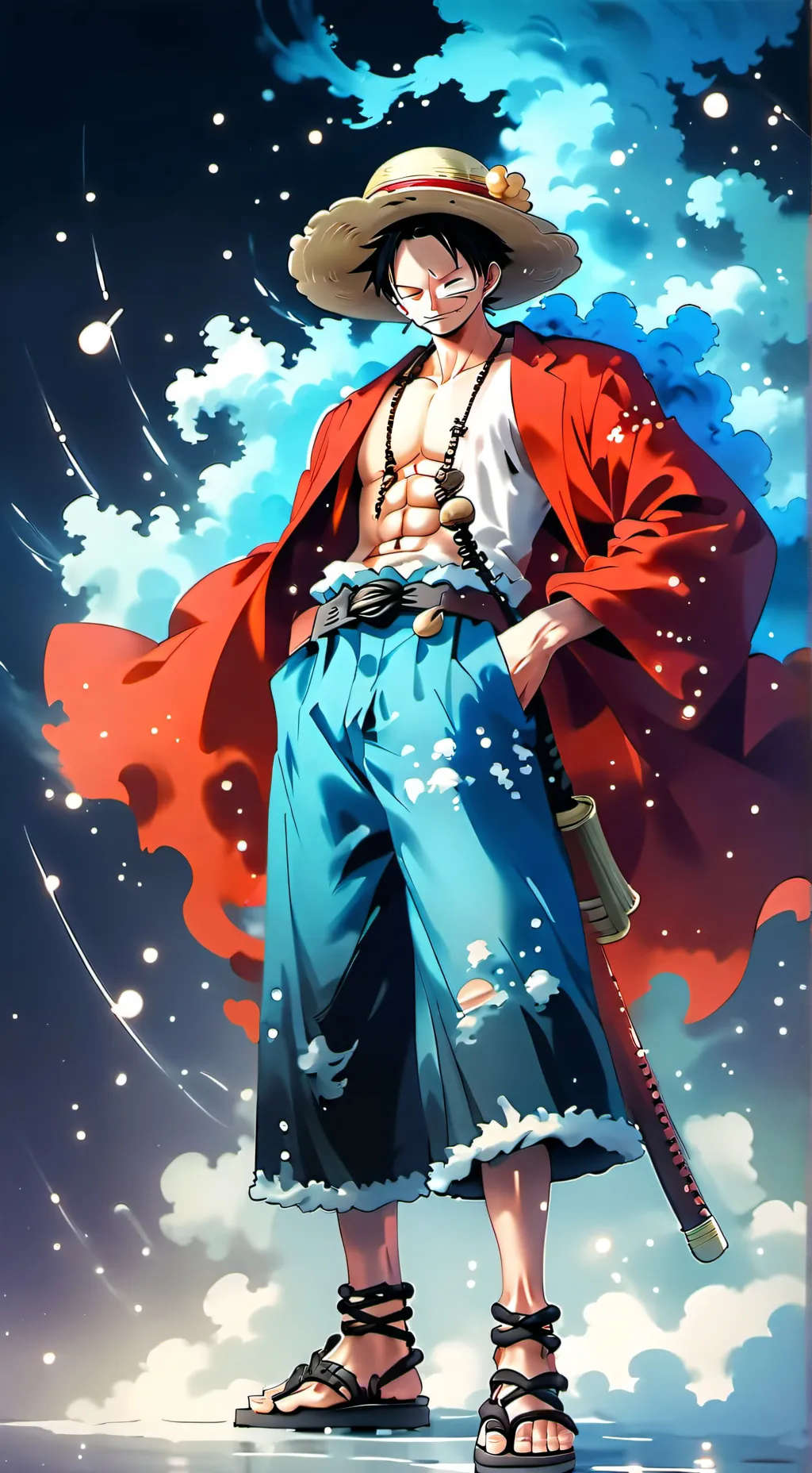 ai character: ONEPIECE east blue background