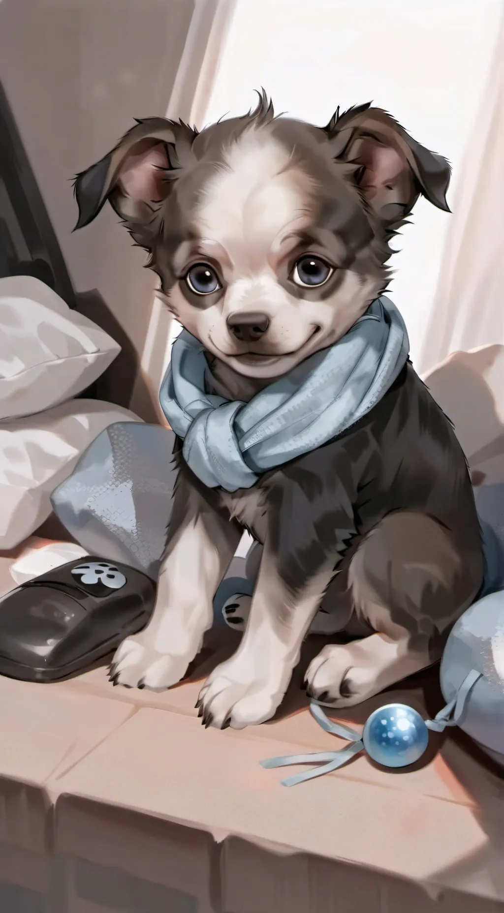 ai character: U･ᴥ･U doggie  background