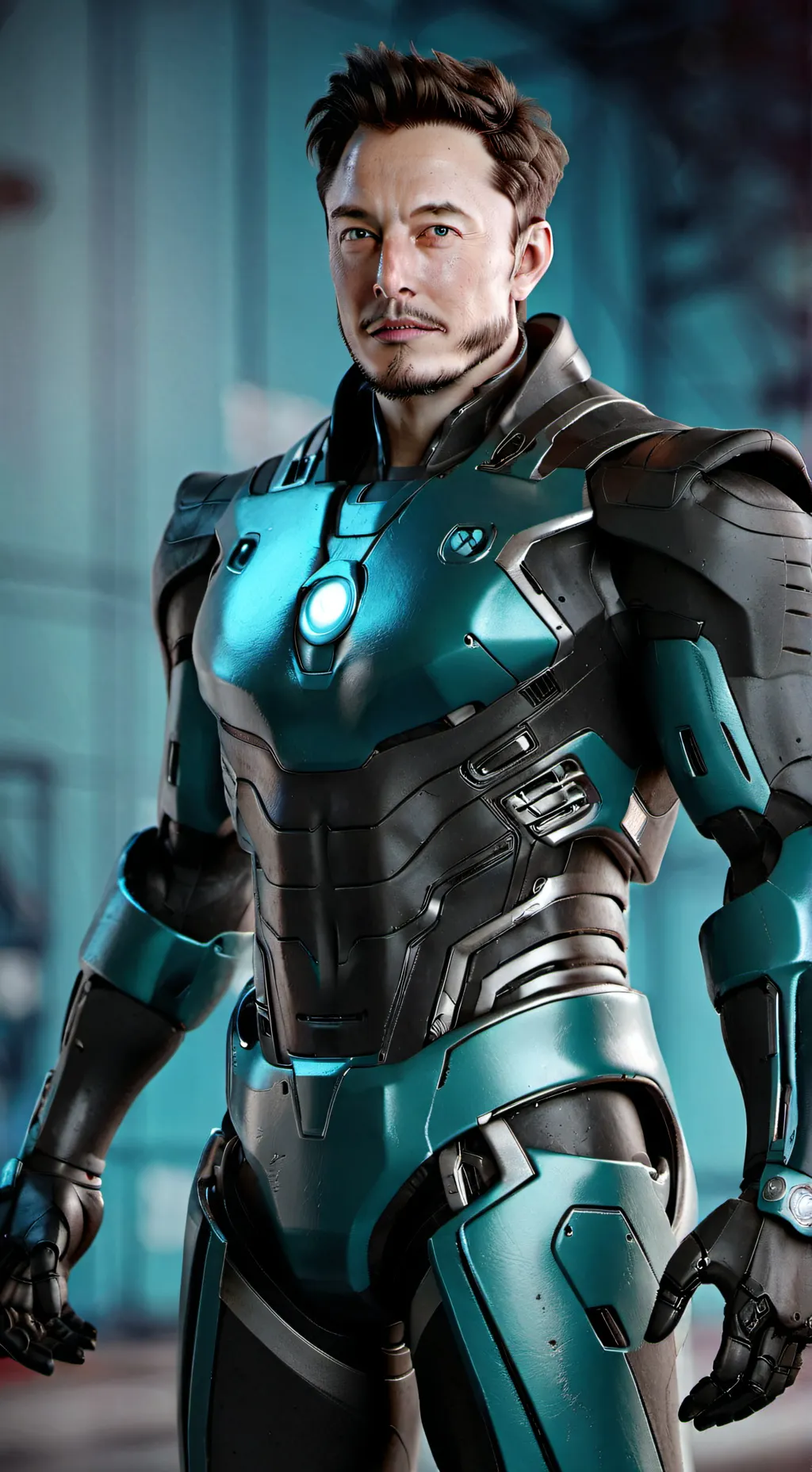 ai character: Elon Musk cyborg background