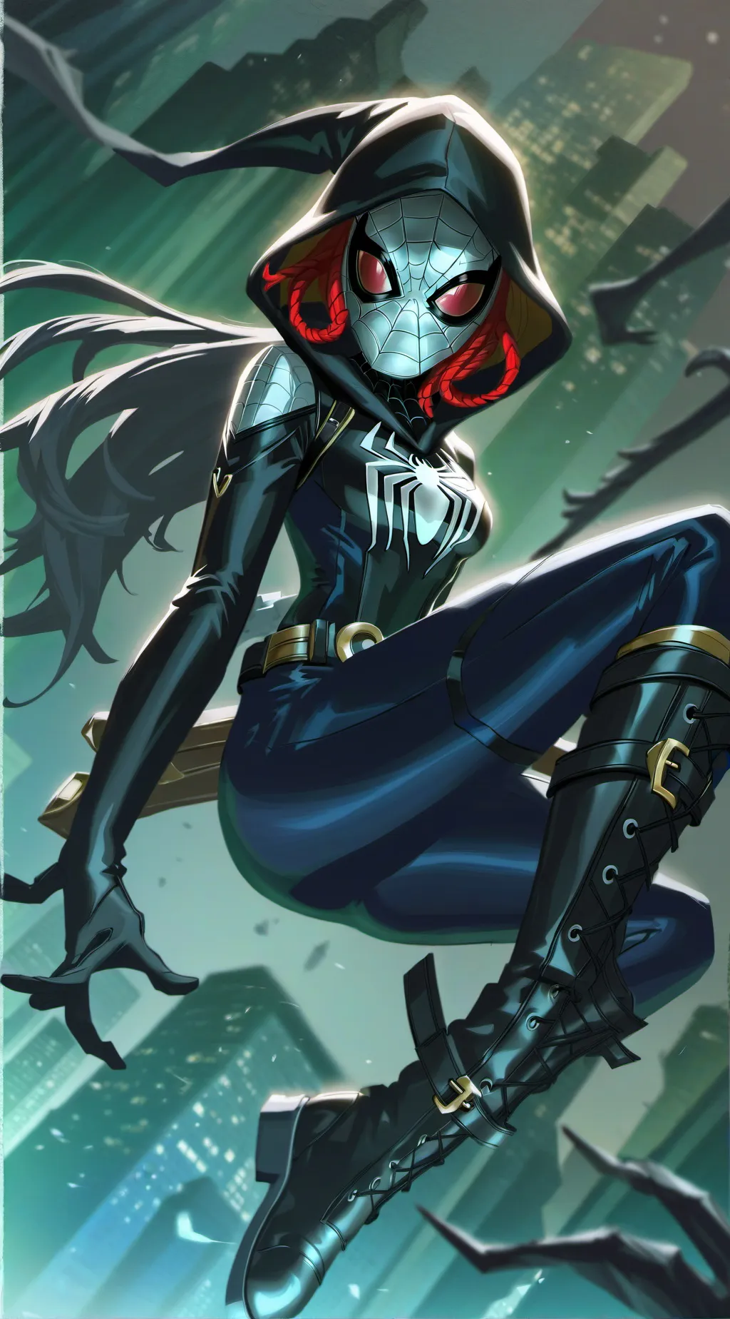 ai character: Dark Spider Girl background