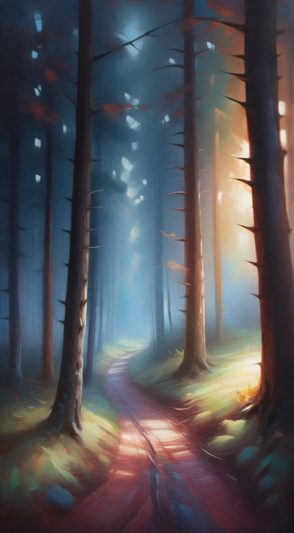 ai character: deep dark woods background