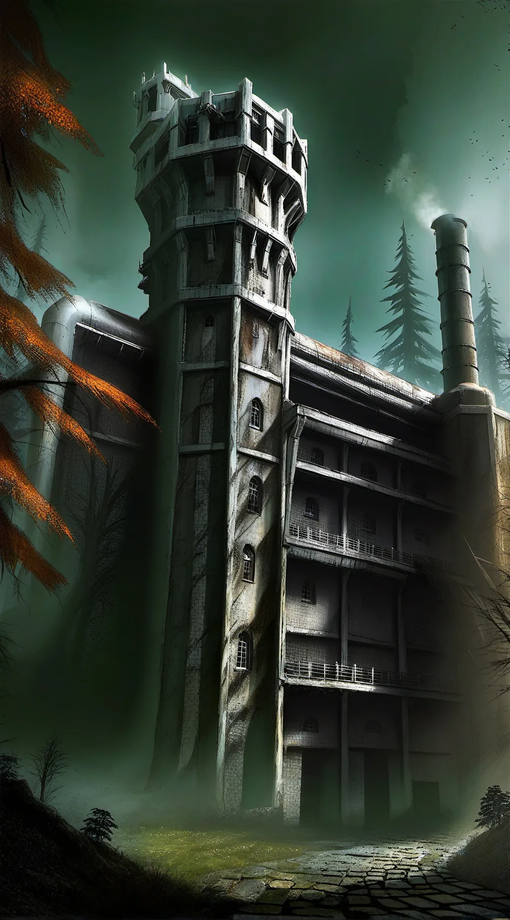 ai character: Abandoned Building background