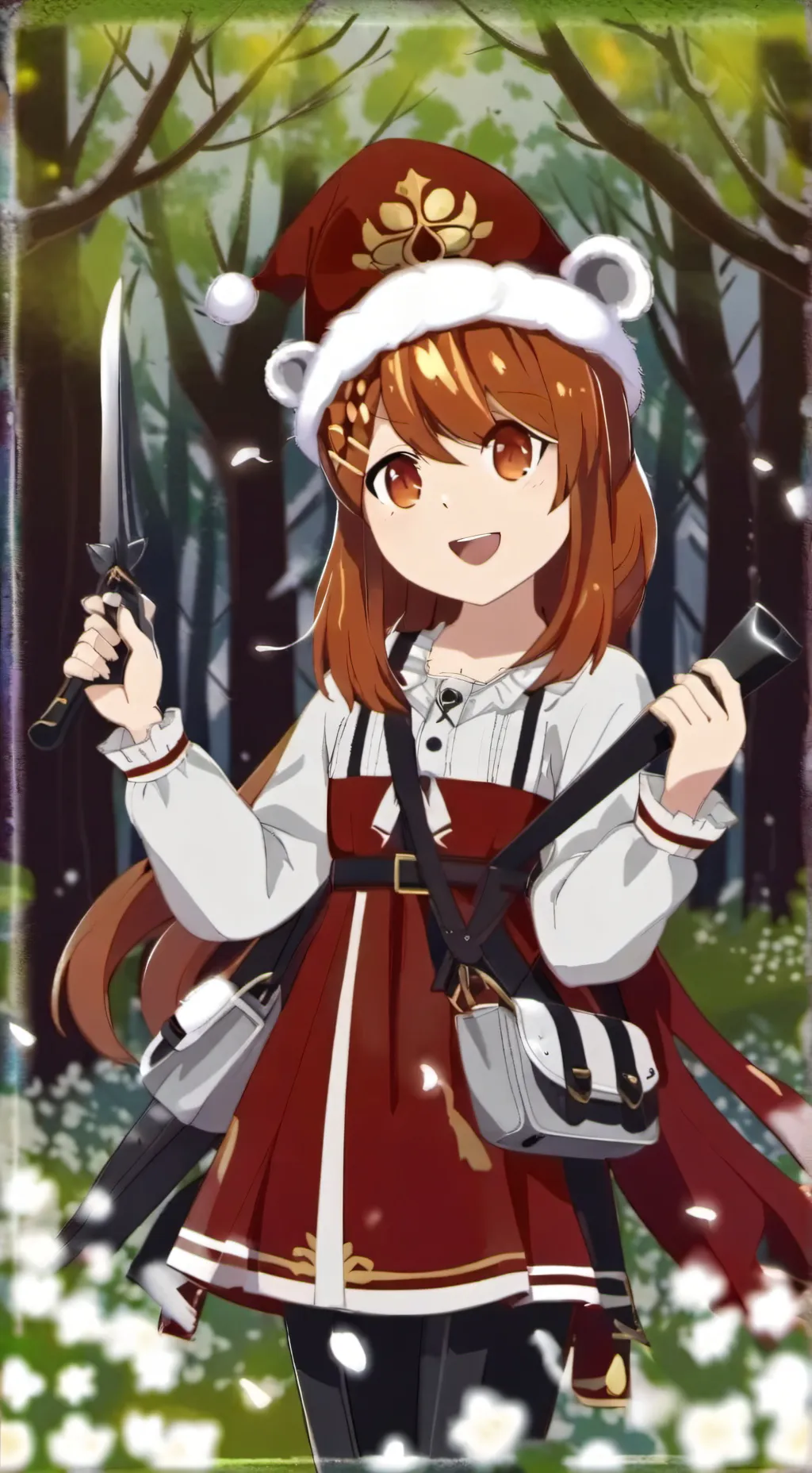 ai character: red dresse girl background