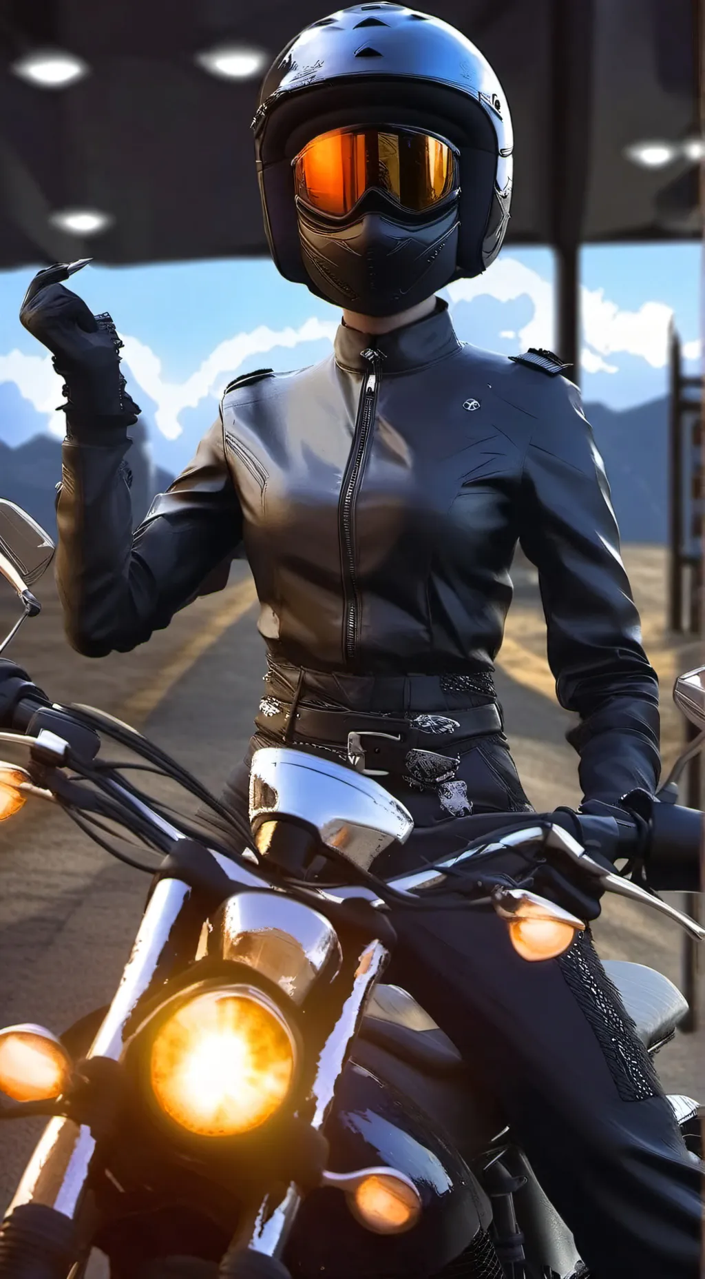 ai character: biker girl background