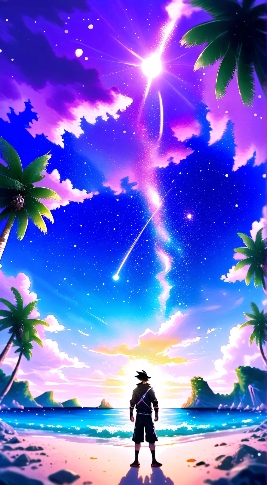 ai character: beach day background