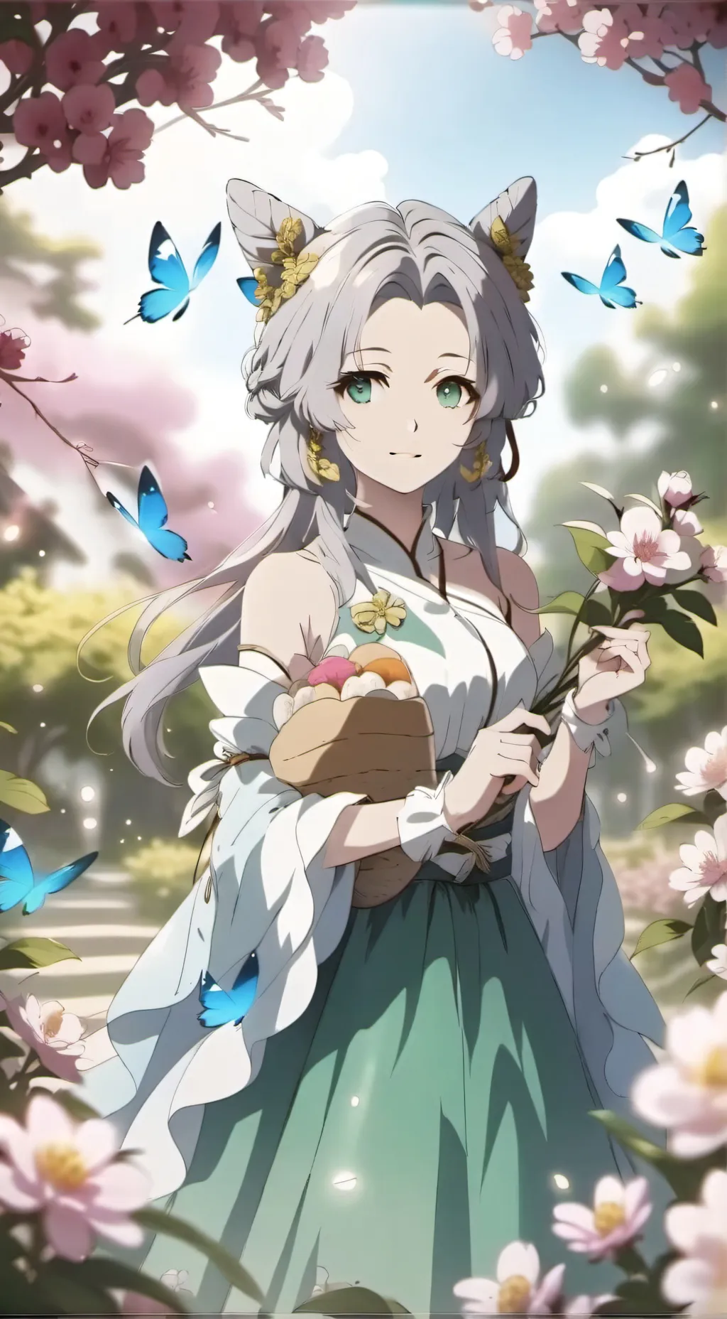 ai character: butterfly mansion background
