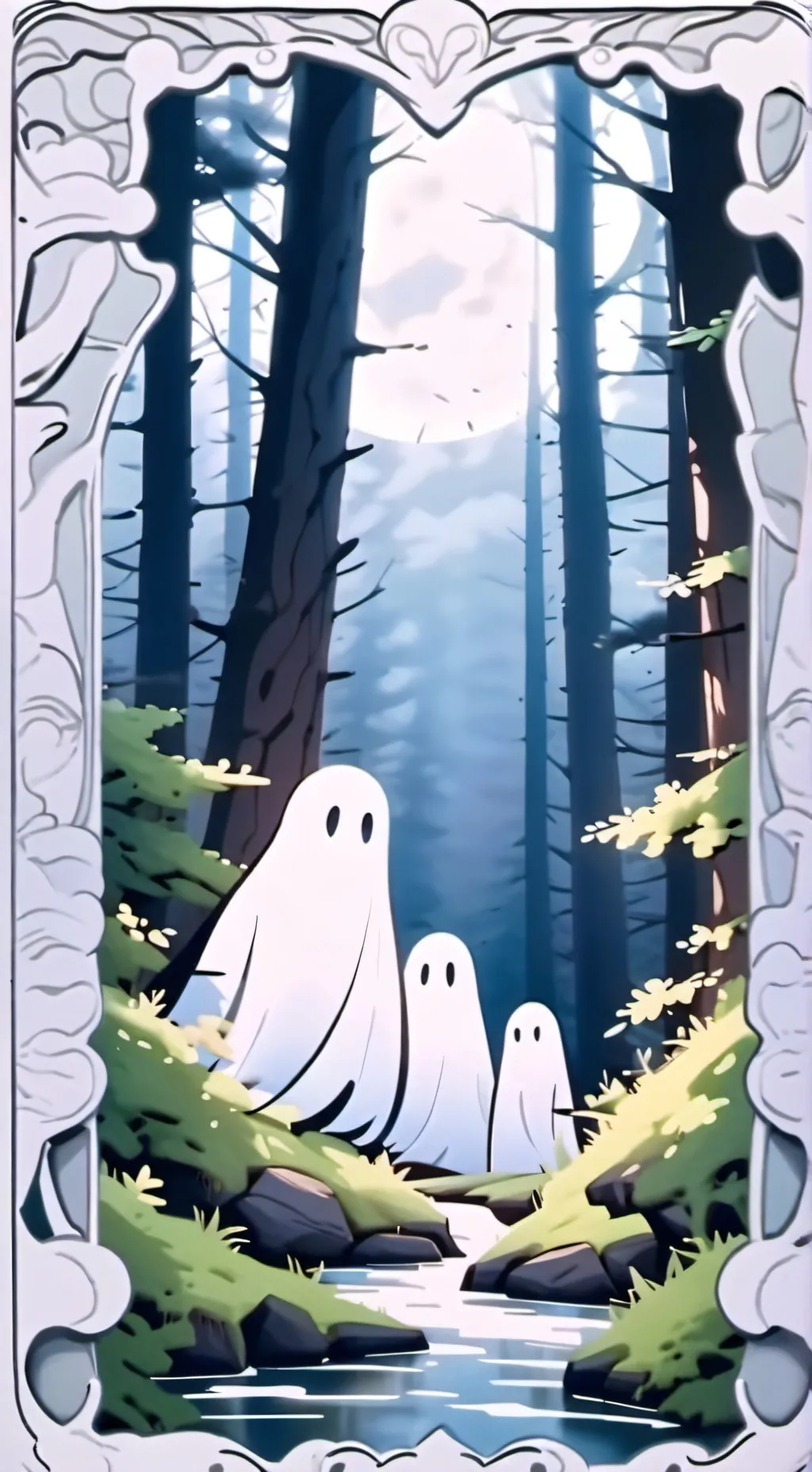 ai character: Ghost woods story background
