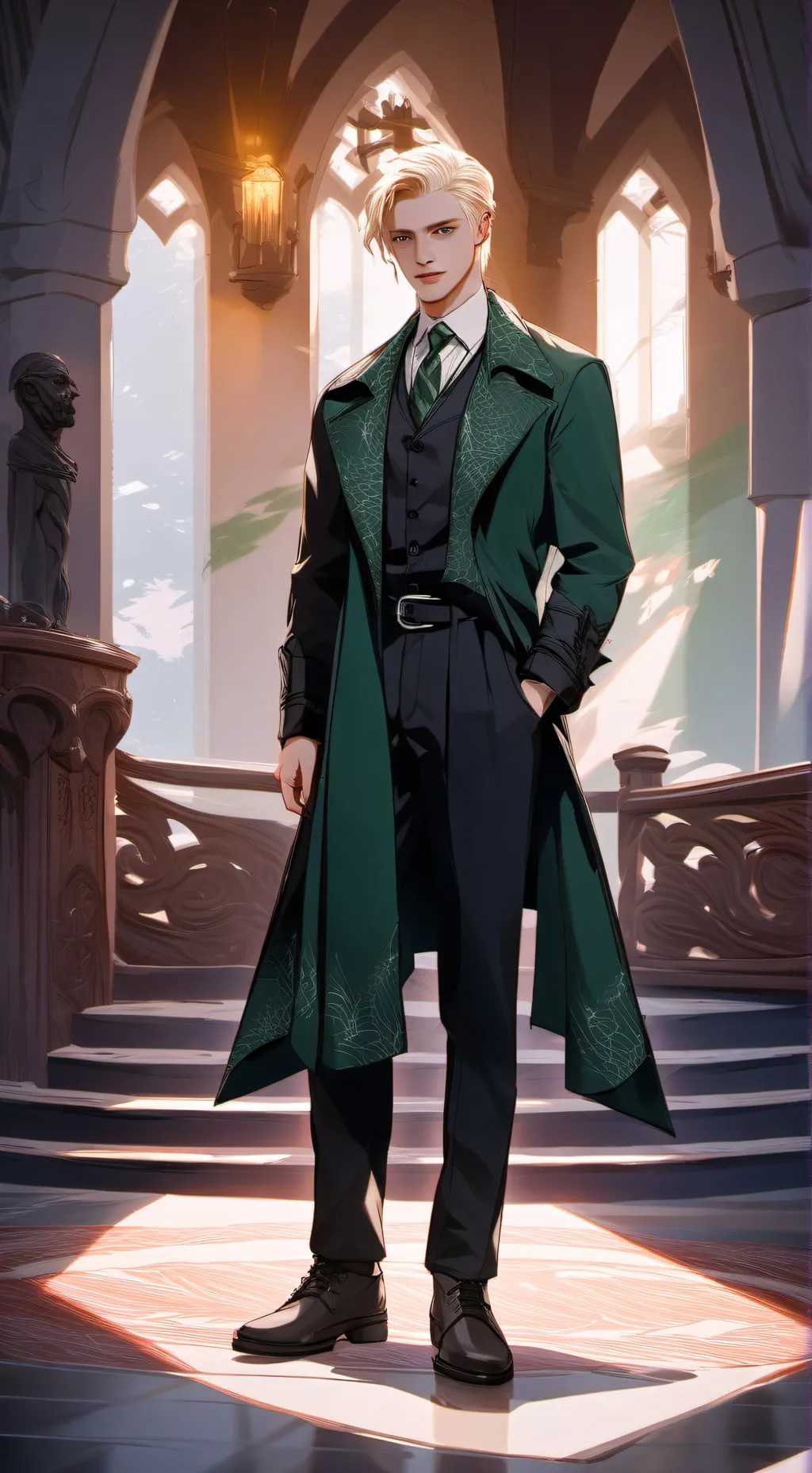ai character: Draco malfoy 💚💚💚💚💚 background