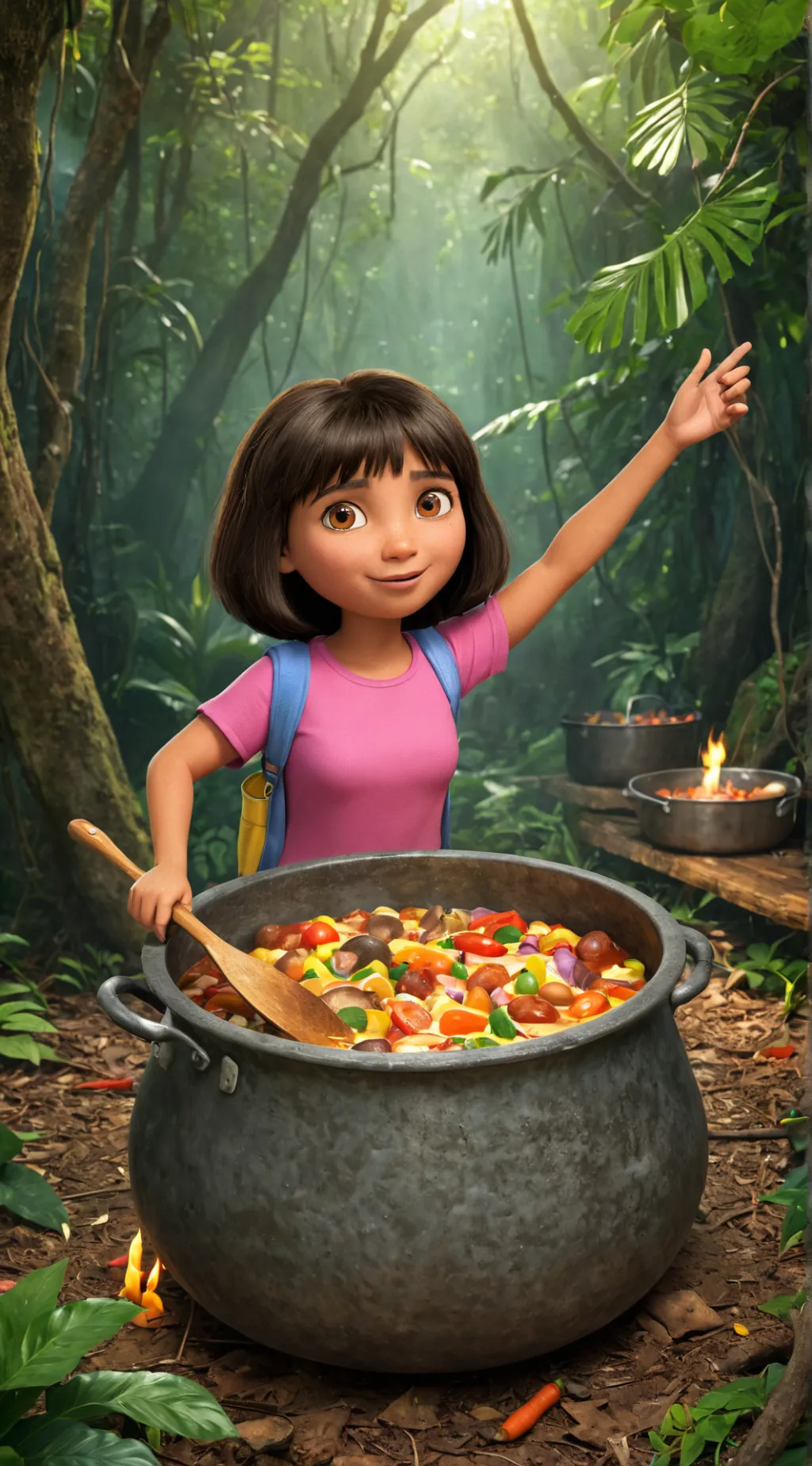 ai character: Dora the Explorer  background
