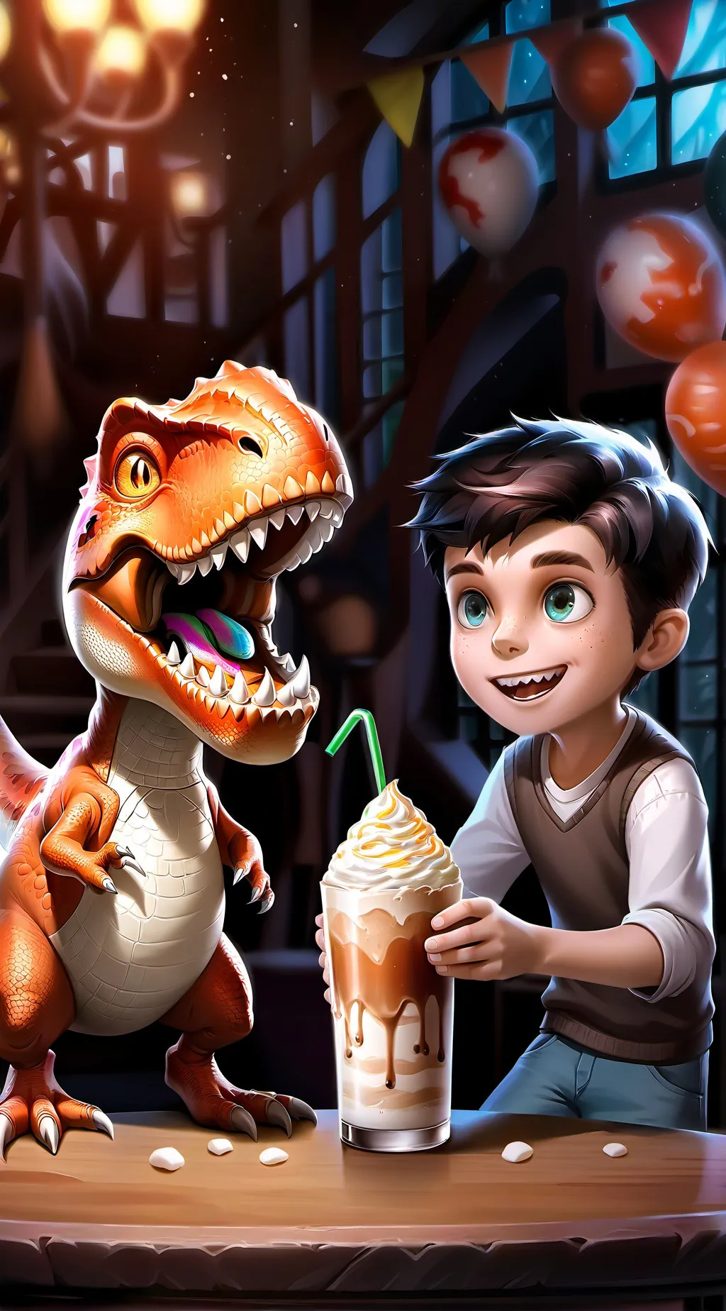 ai character: The Demanding Dinosaur background