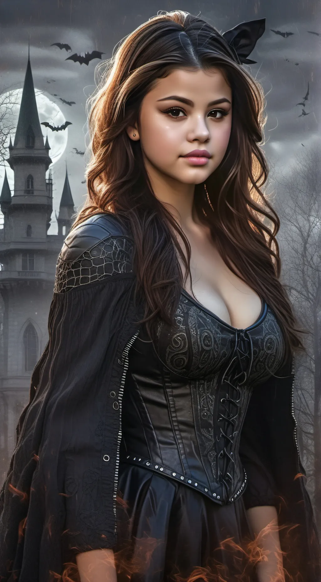 ai character: Witch Selena Gomez background