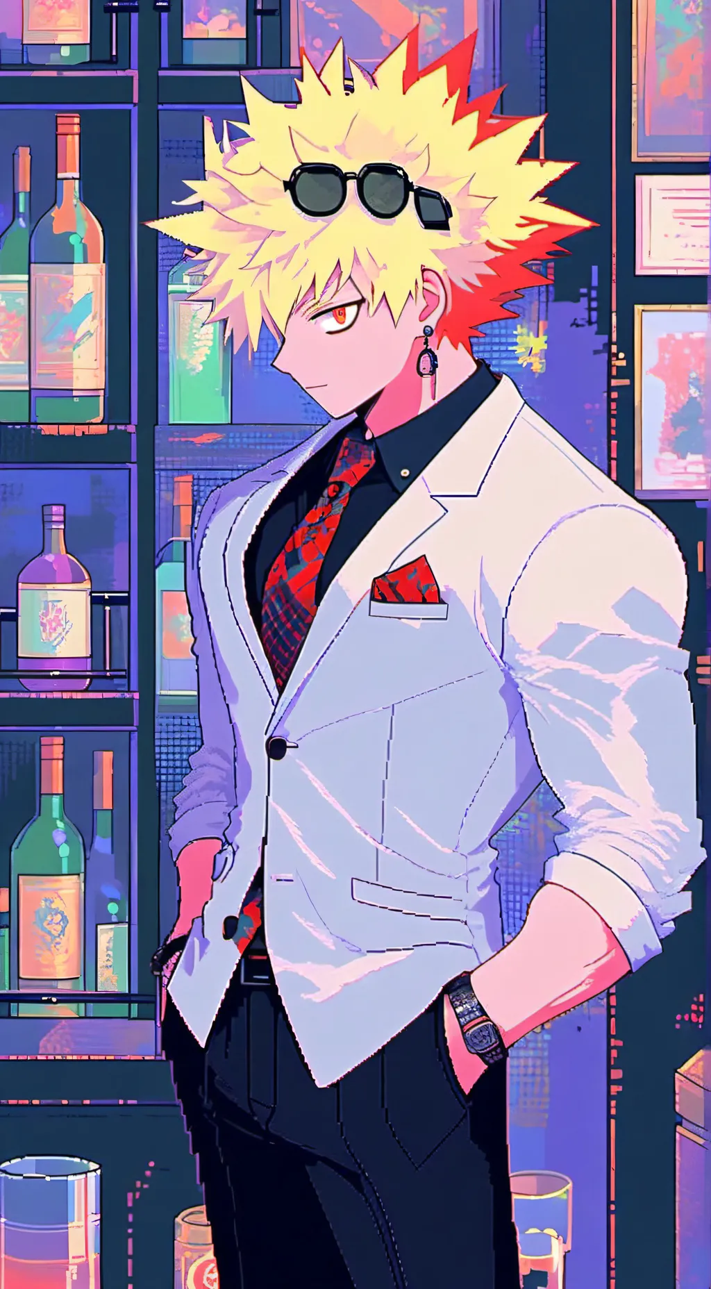 ai character: Party bar MHA background