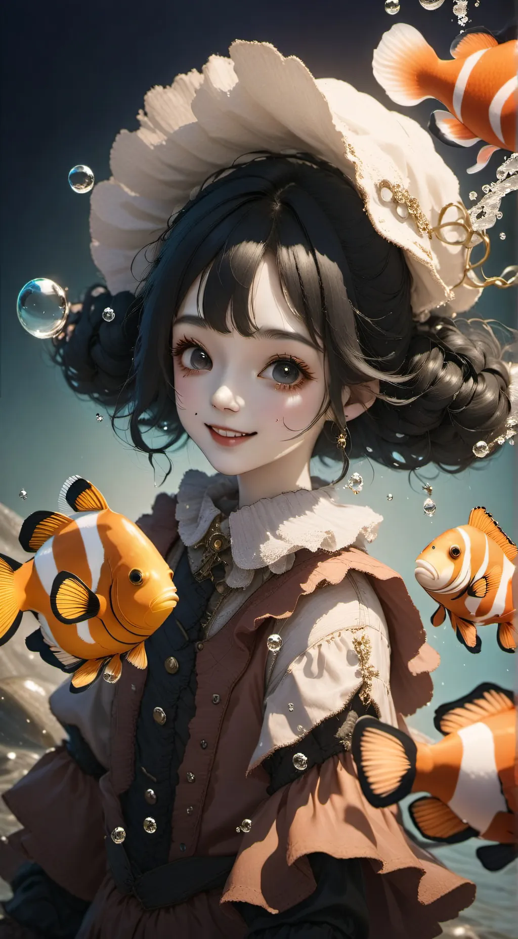 ai character: Striped Clownfish Spirit background