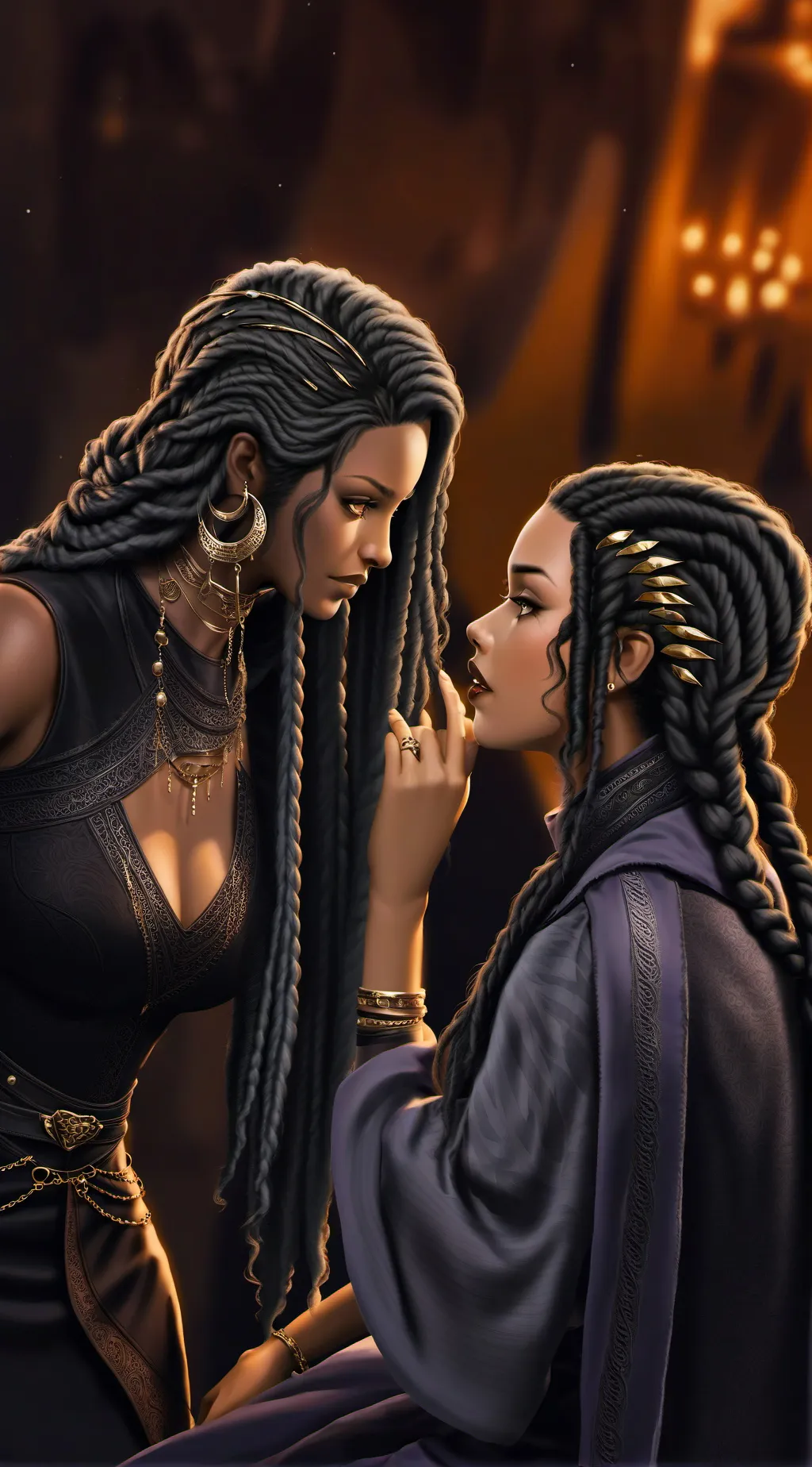 ai character: Selene and Ashe background