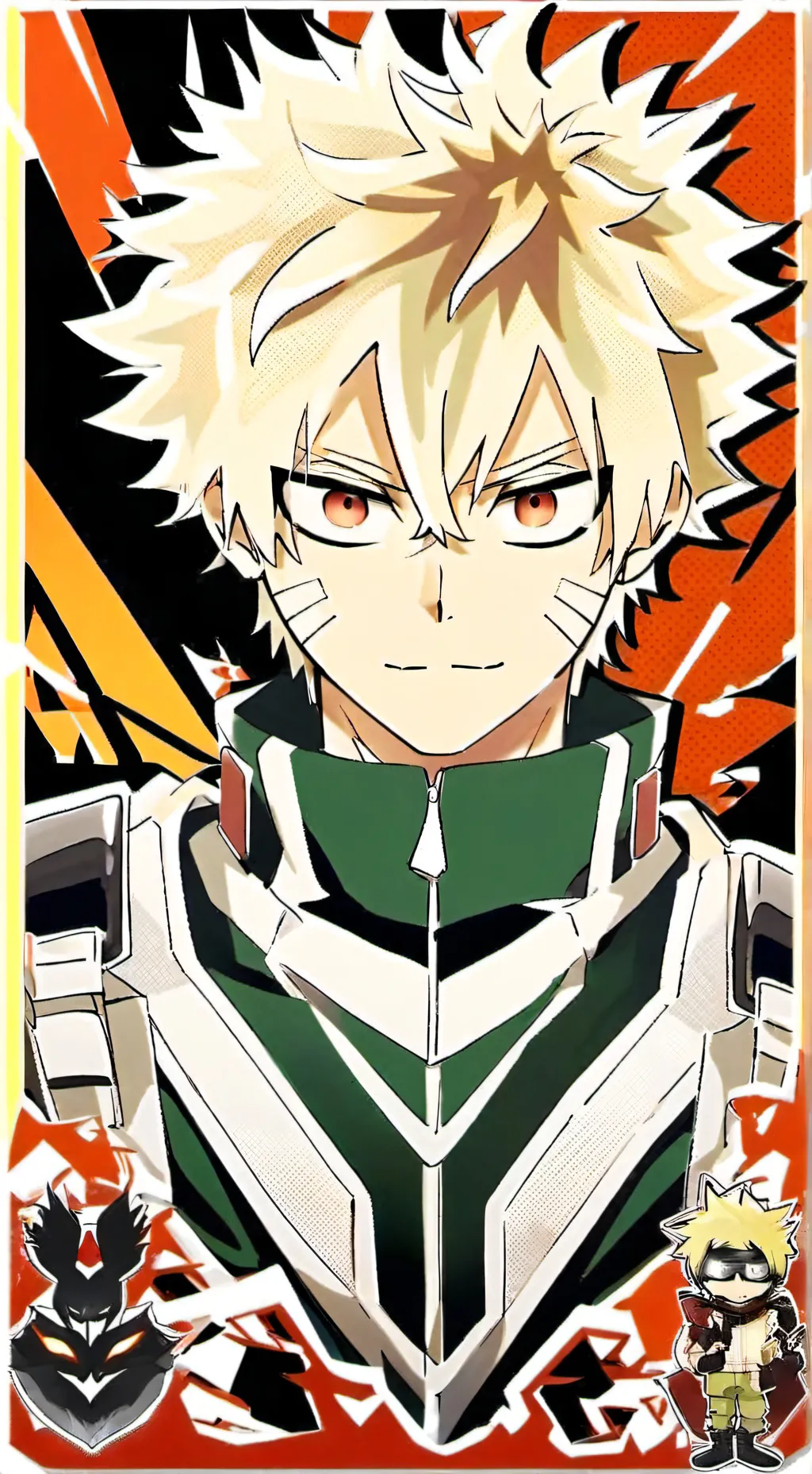 ai character: bakugo (AI tried) background