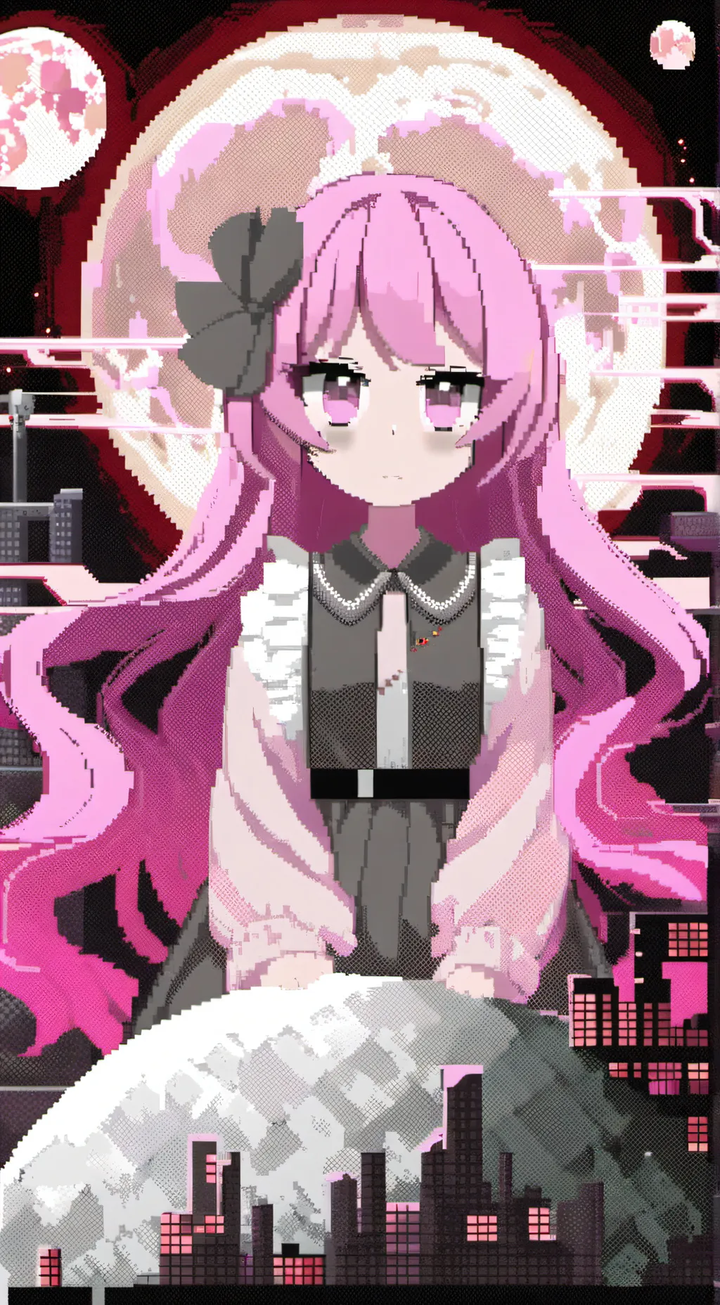 ai character: Kirby (pixelated) background