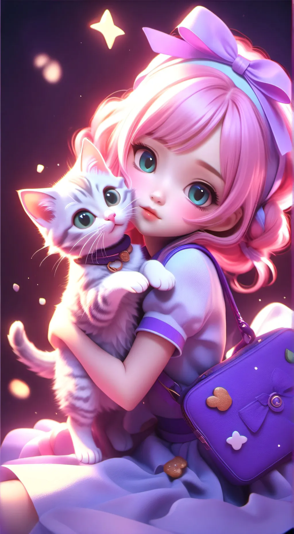ai character: cute girl with kit background