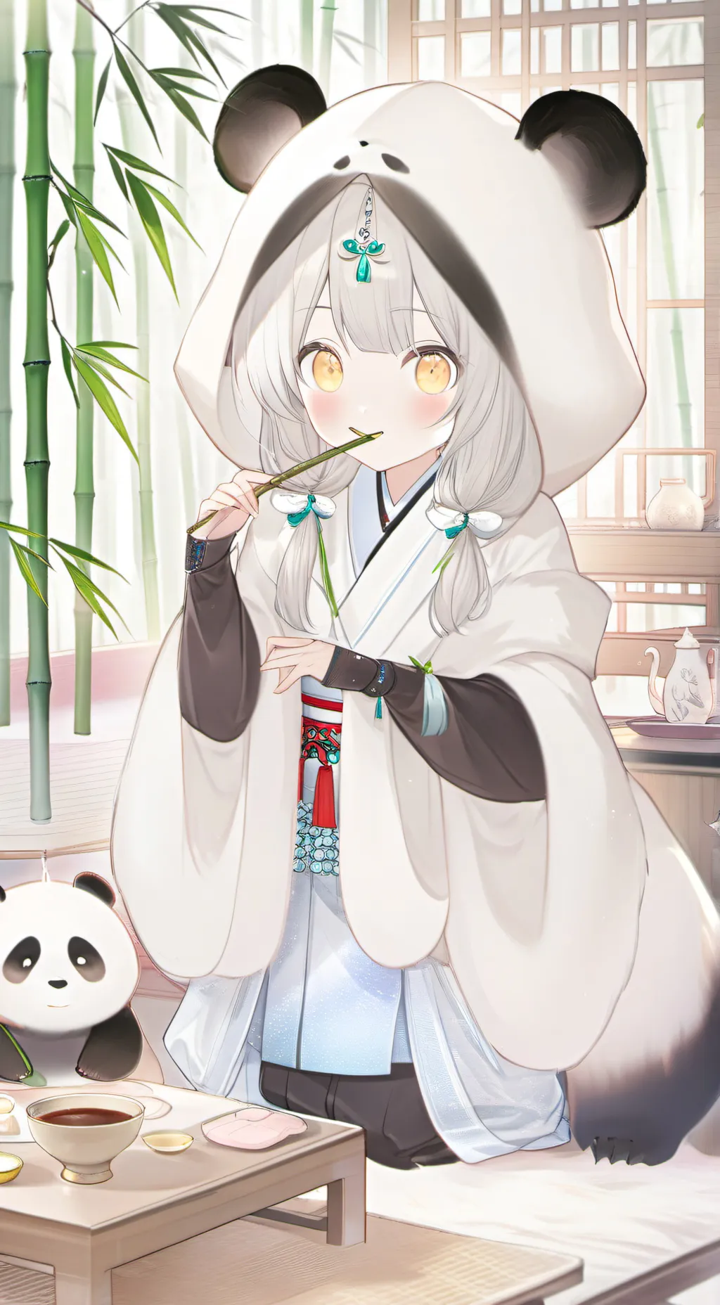 ai character: Panda Spirit Furry background