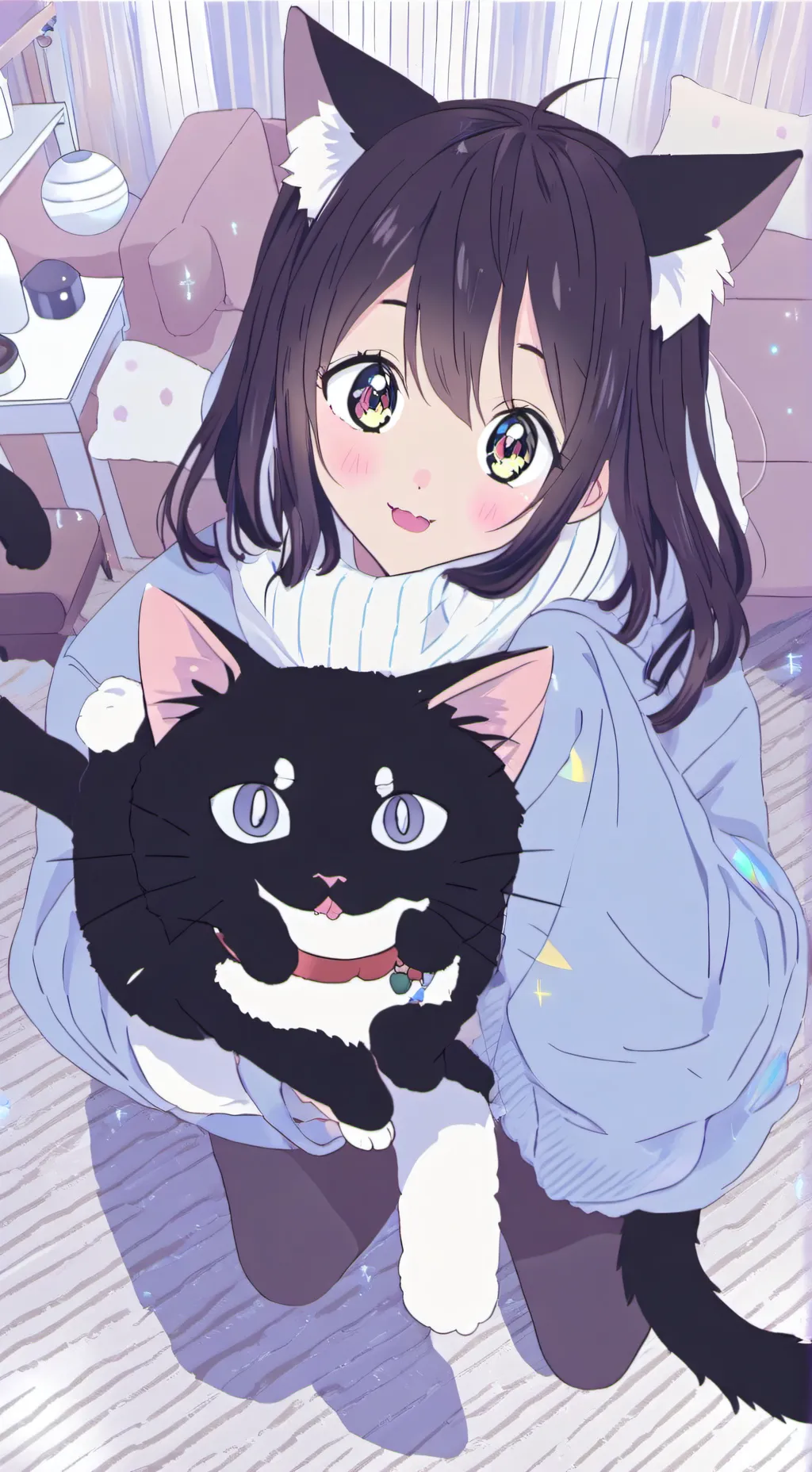 ai character: Pixelated Purr-spirit background