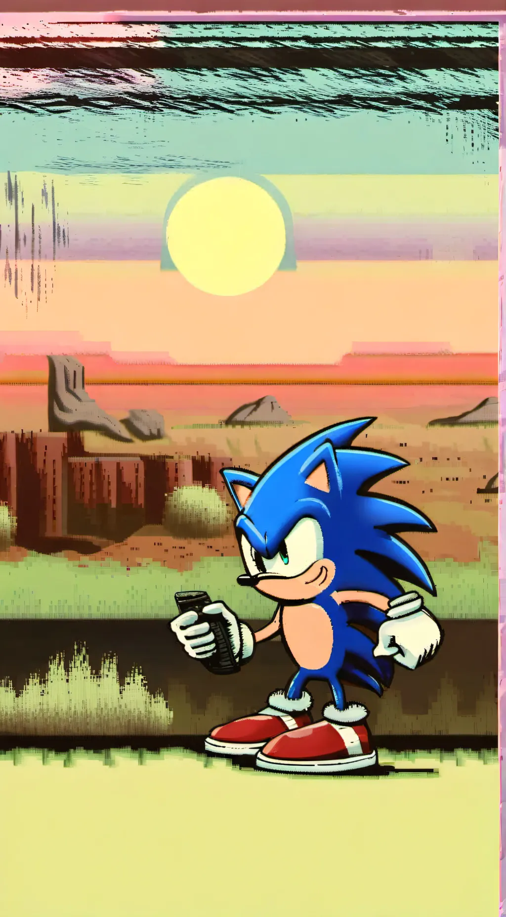 ai character: Sonic in 3008 background