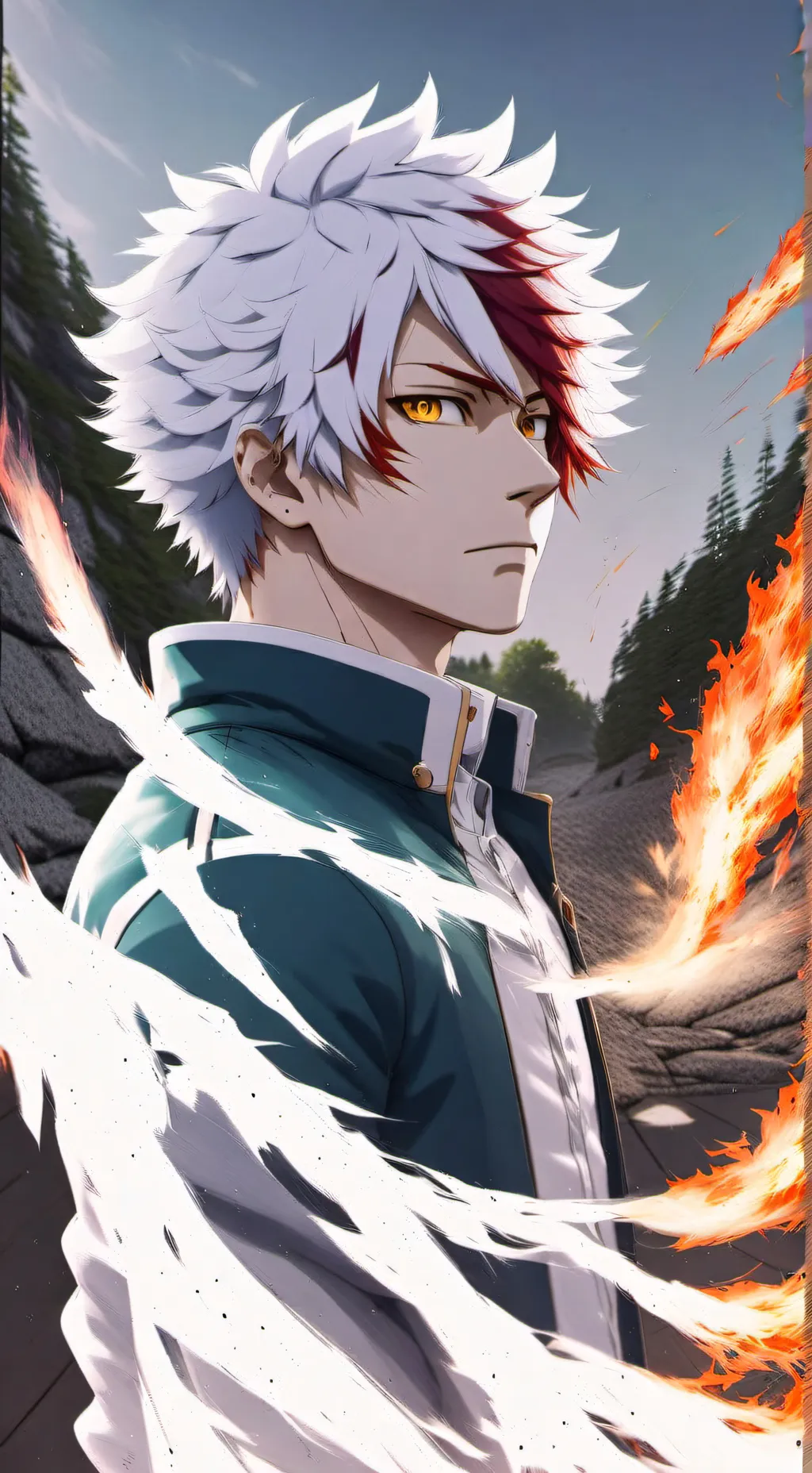 ai character: Shoto Todoroki  background