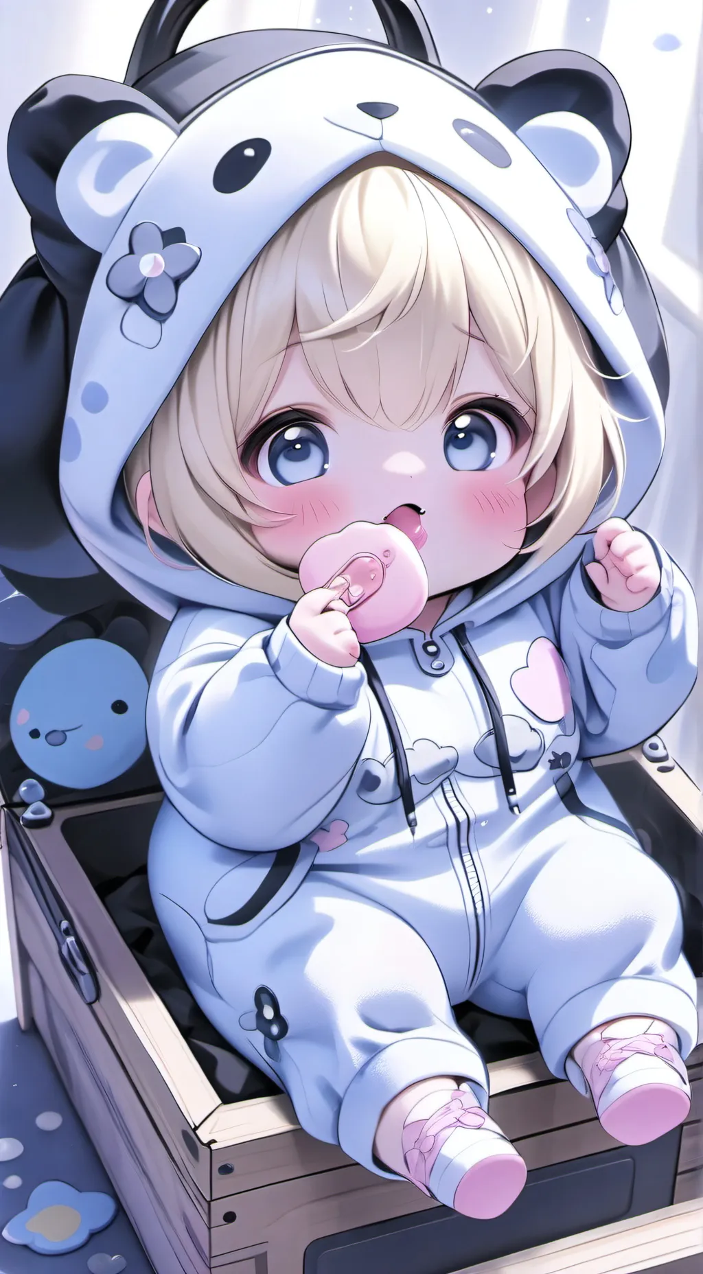 ai character: sick baby  background