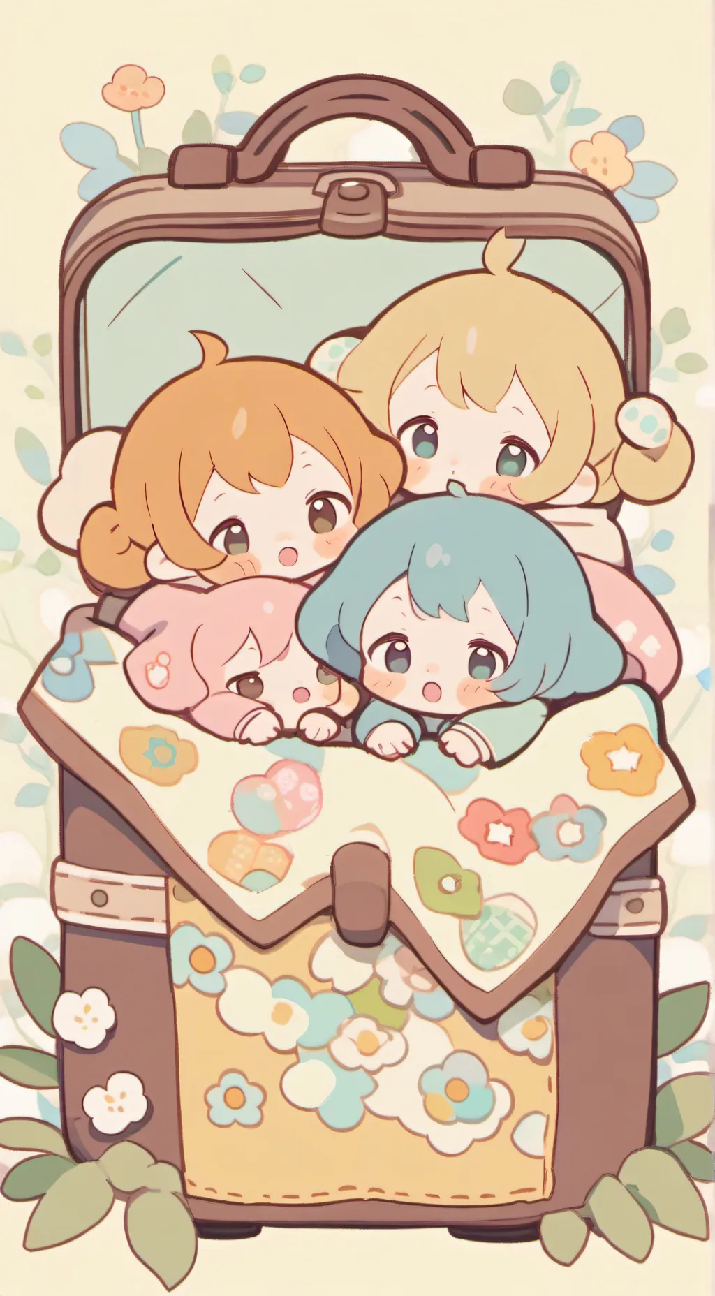 ai character: 4 bébés  background