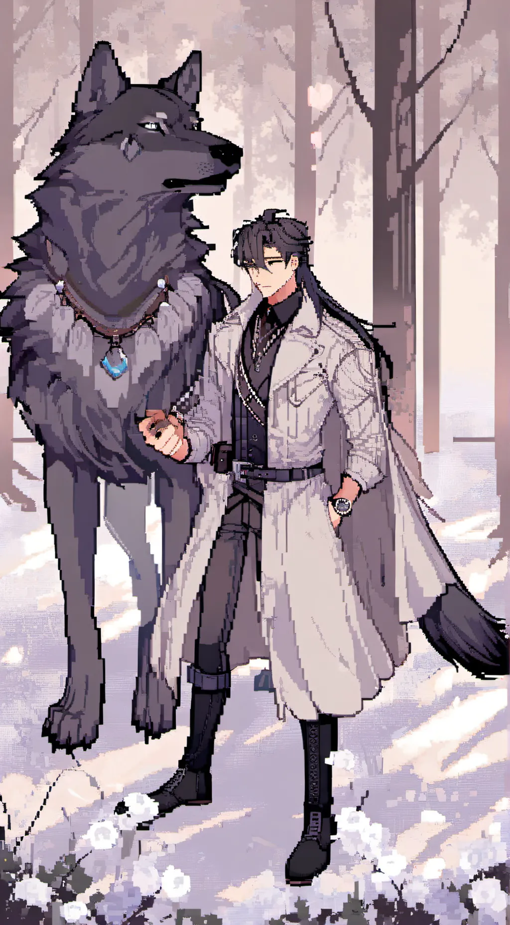 ai character: crystal and light background
