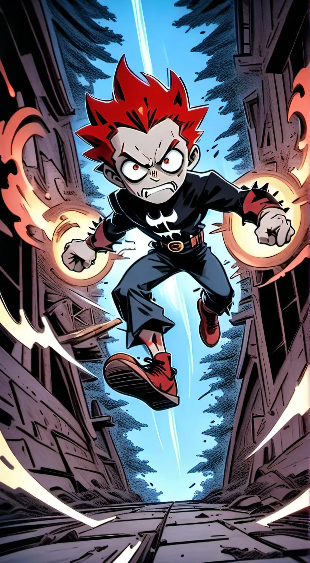 ai character: flames background