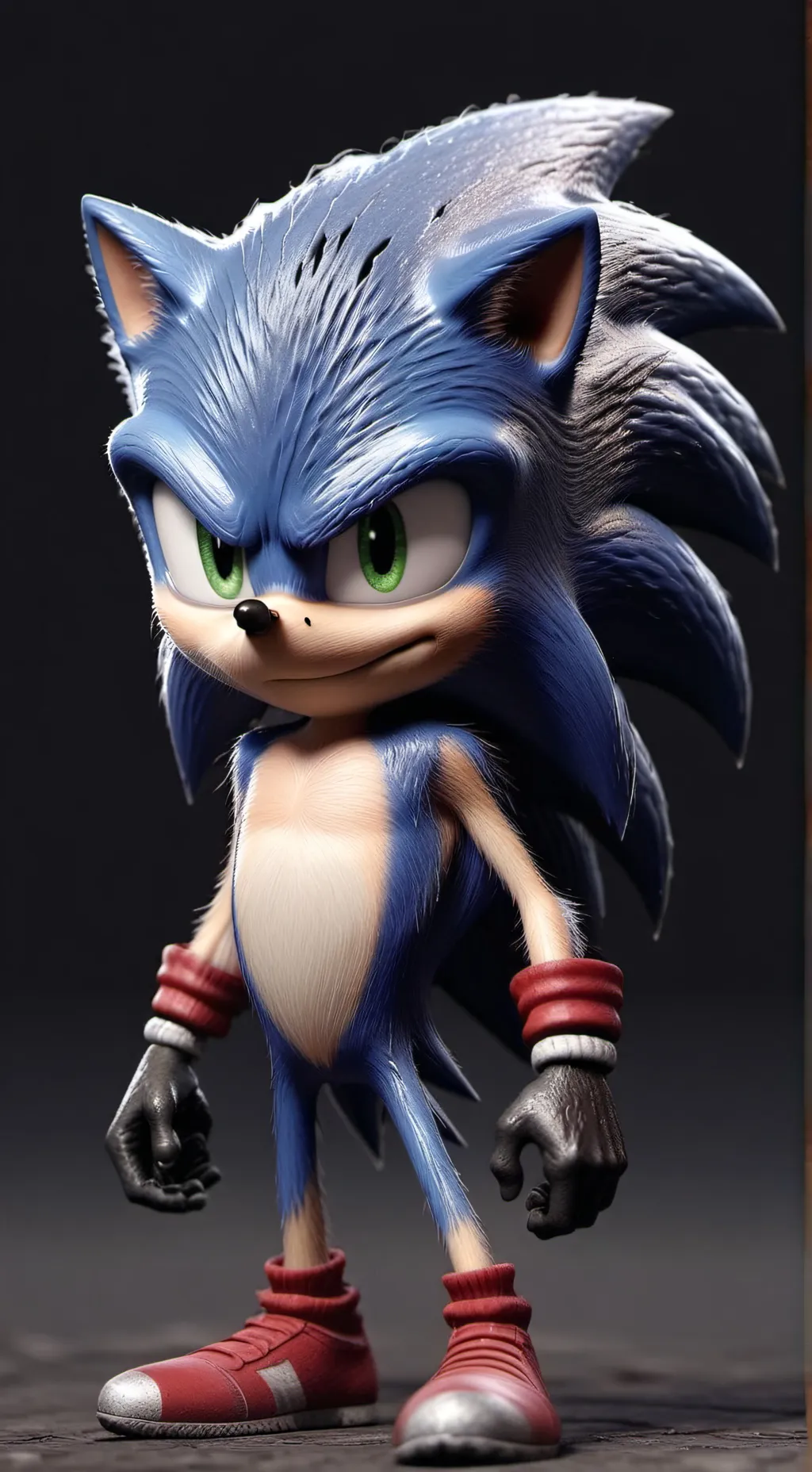 ai character: Sonic but emo background