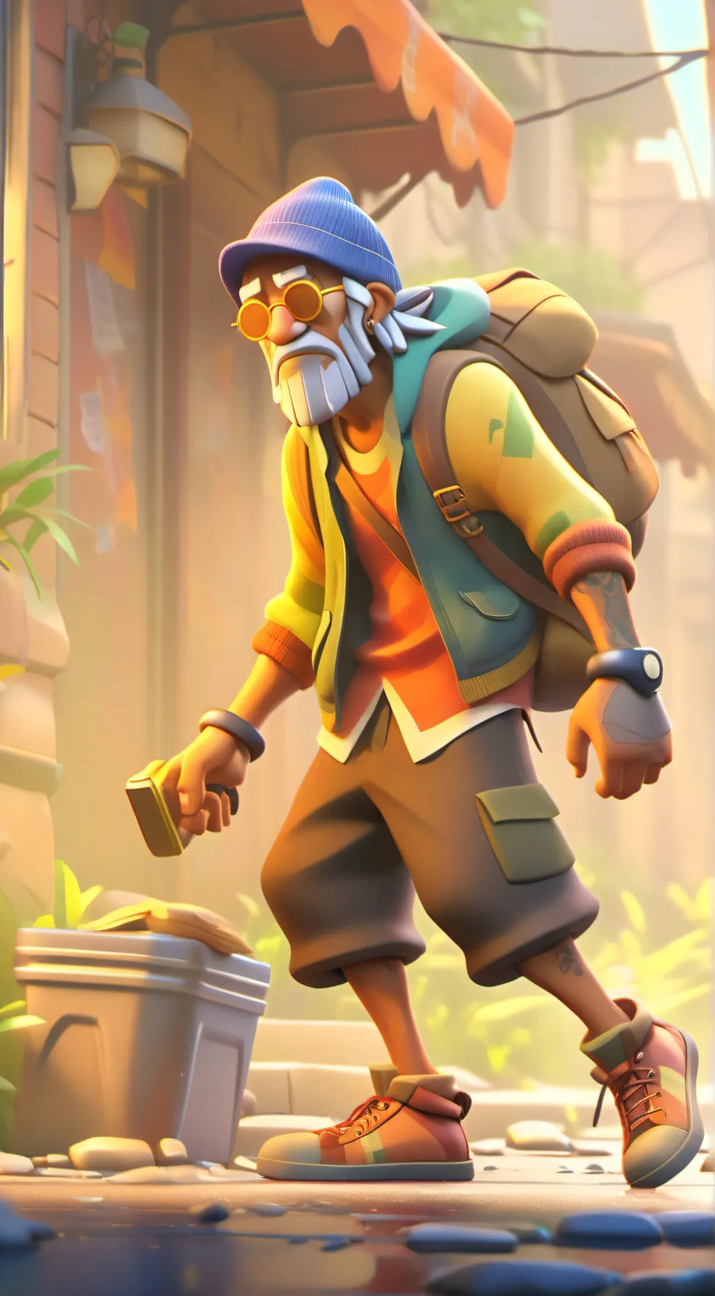 ai character: homeless guy background
