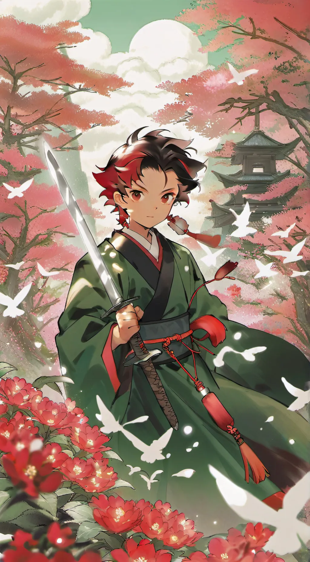 ai character: Tanjiro kamado background