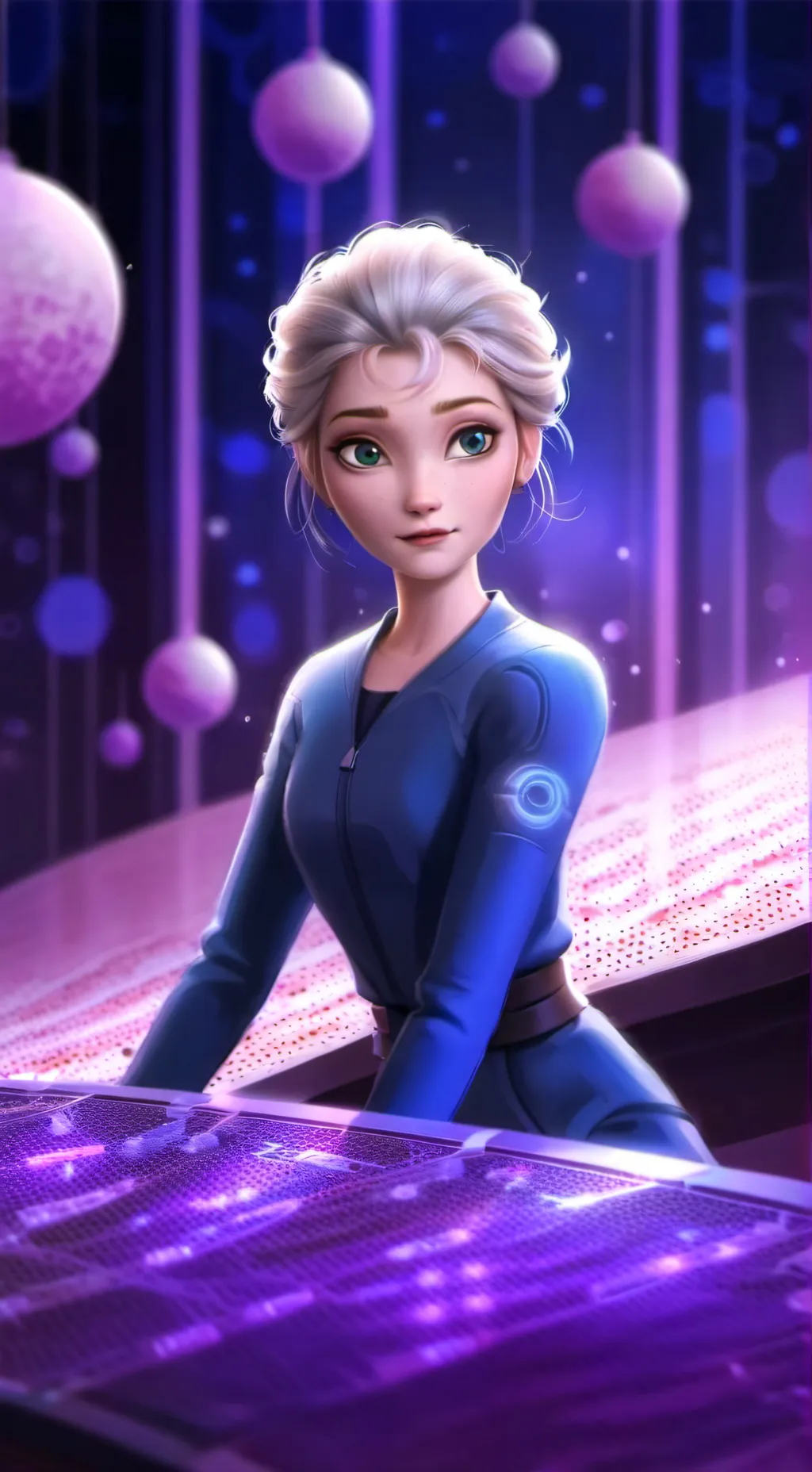 ai character: Qeen elsa Frozen background
