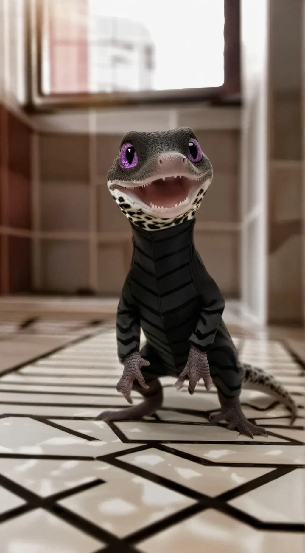 ai character: gecko kaiju background