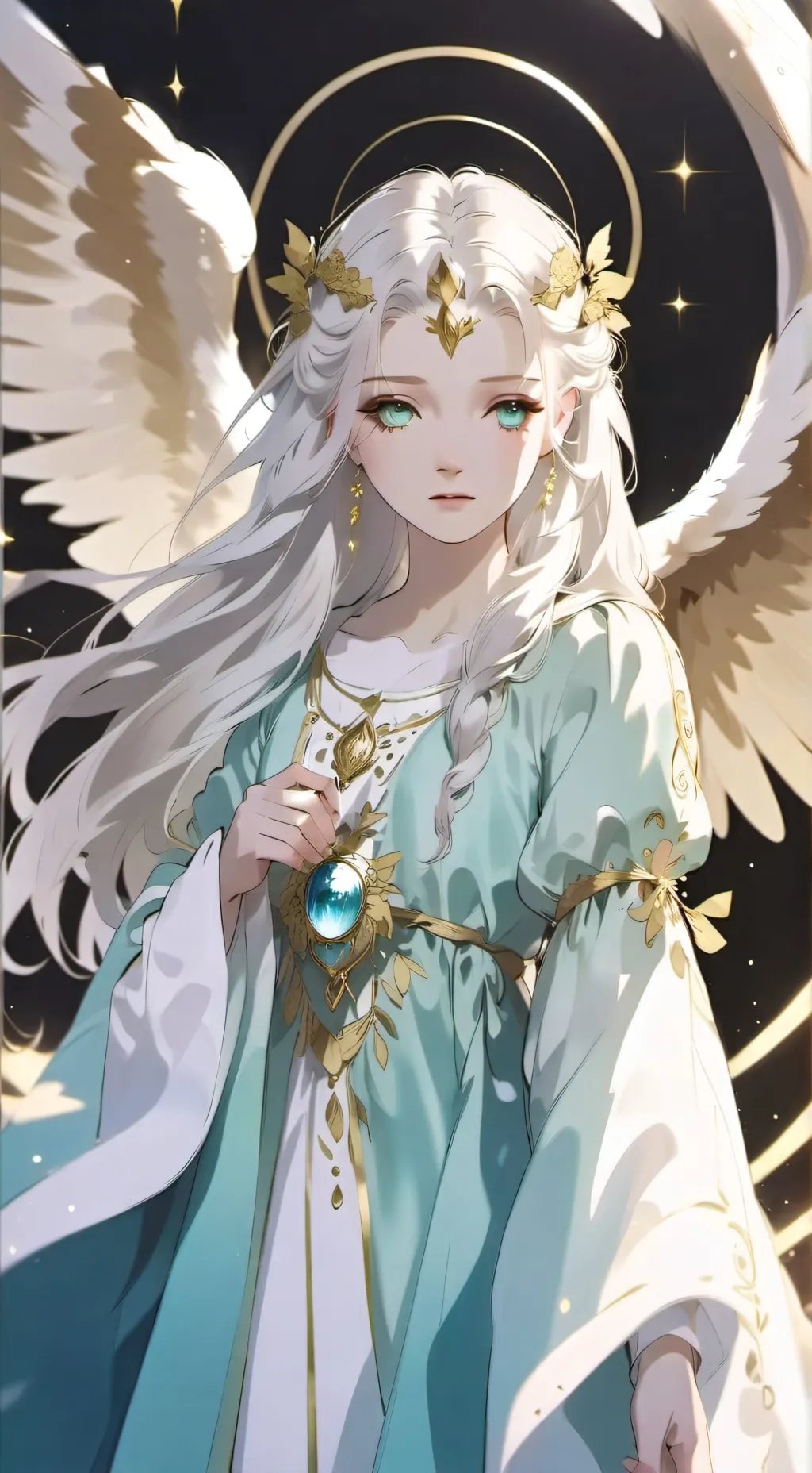 ai character: Angel Celestia  background