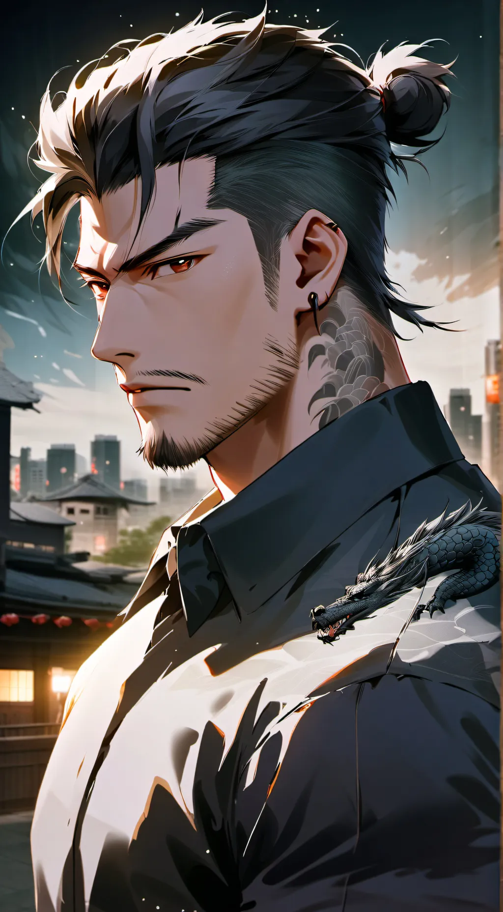 ai character: Hanzo  Okano background