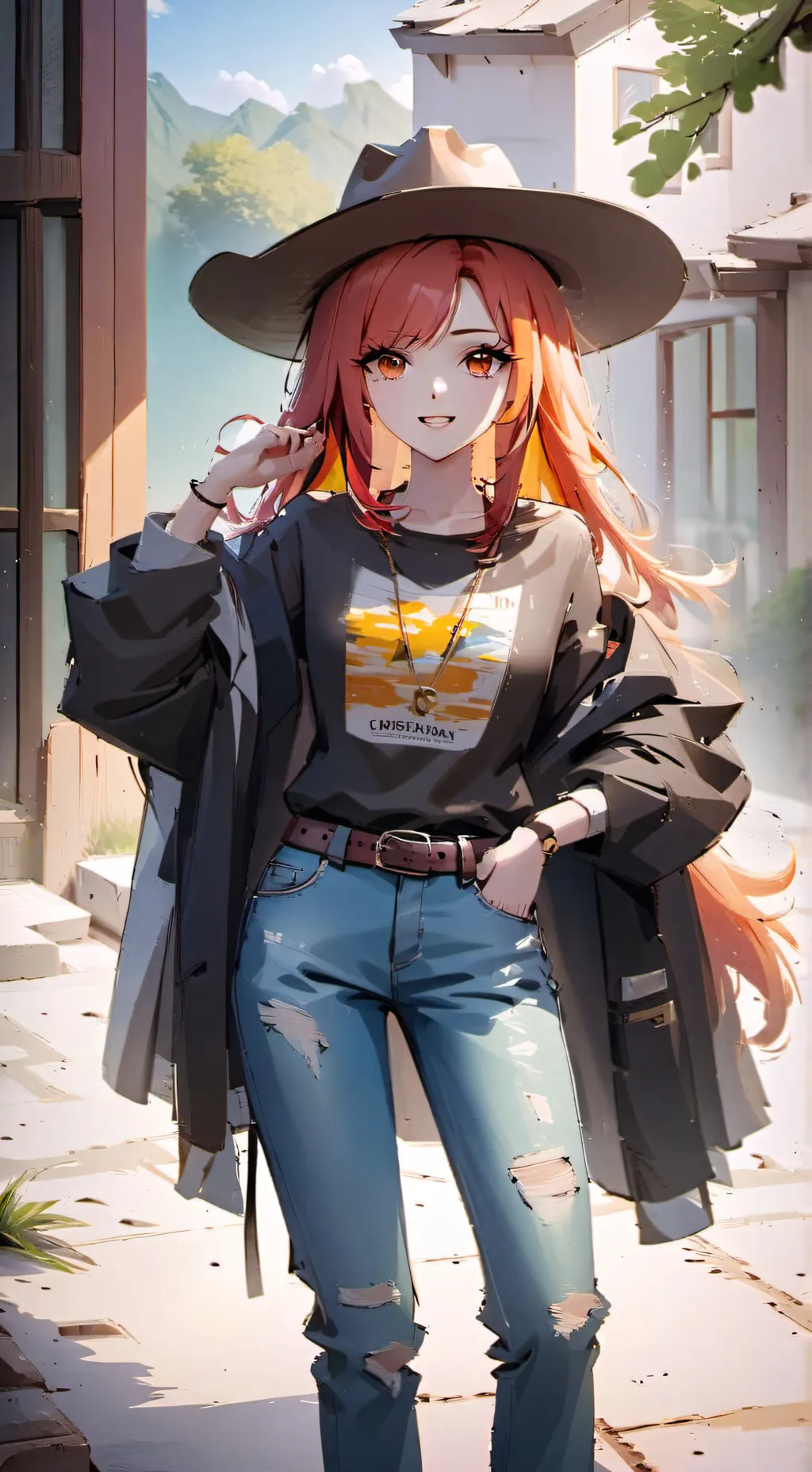 ai character: Sunset background