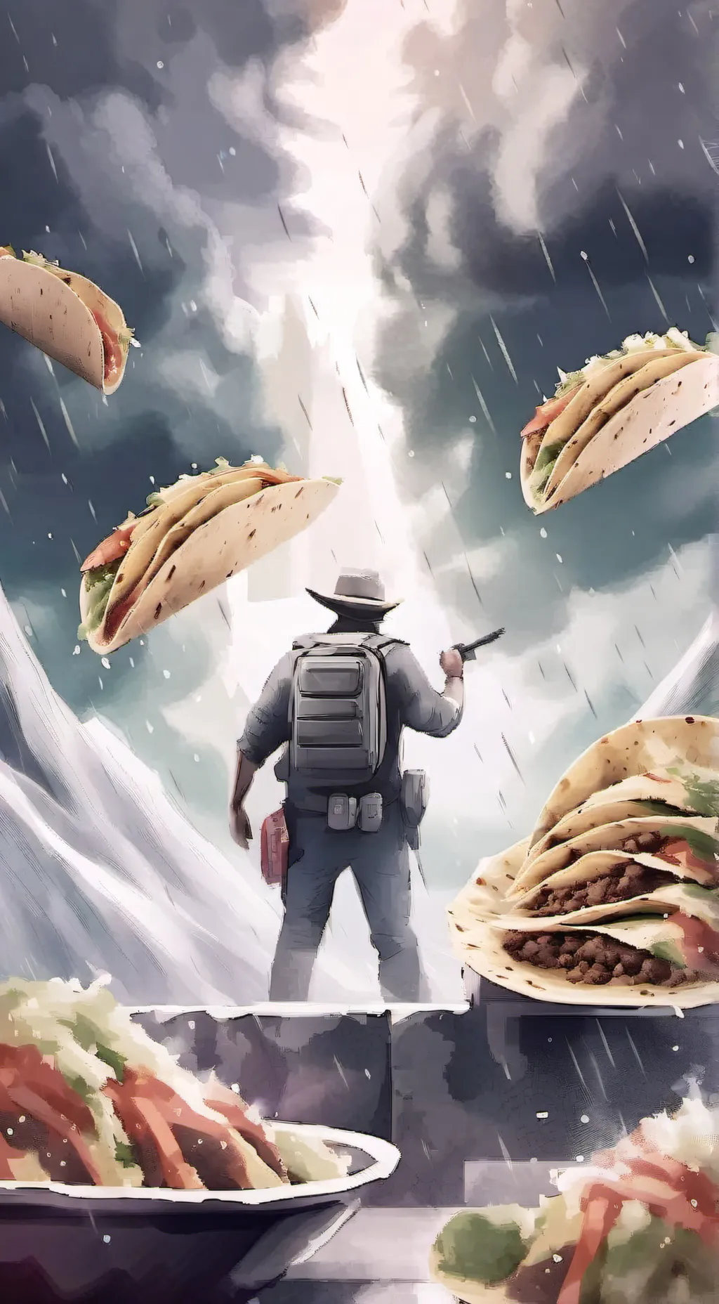 ai character: it's raining tacos background