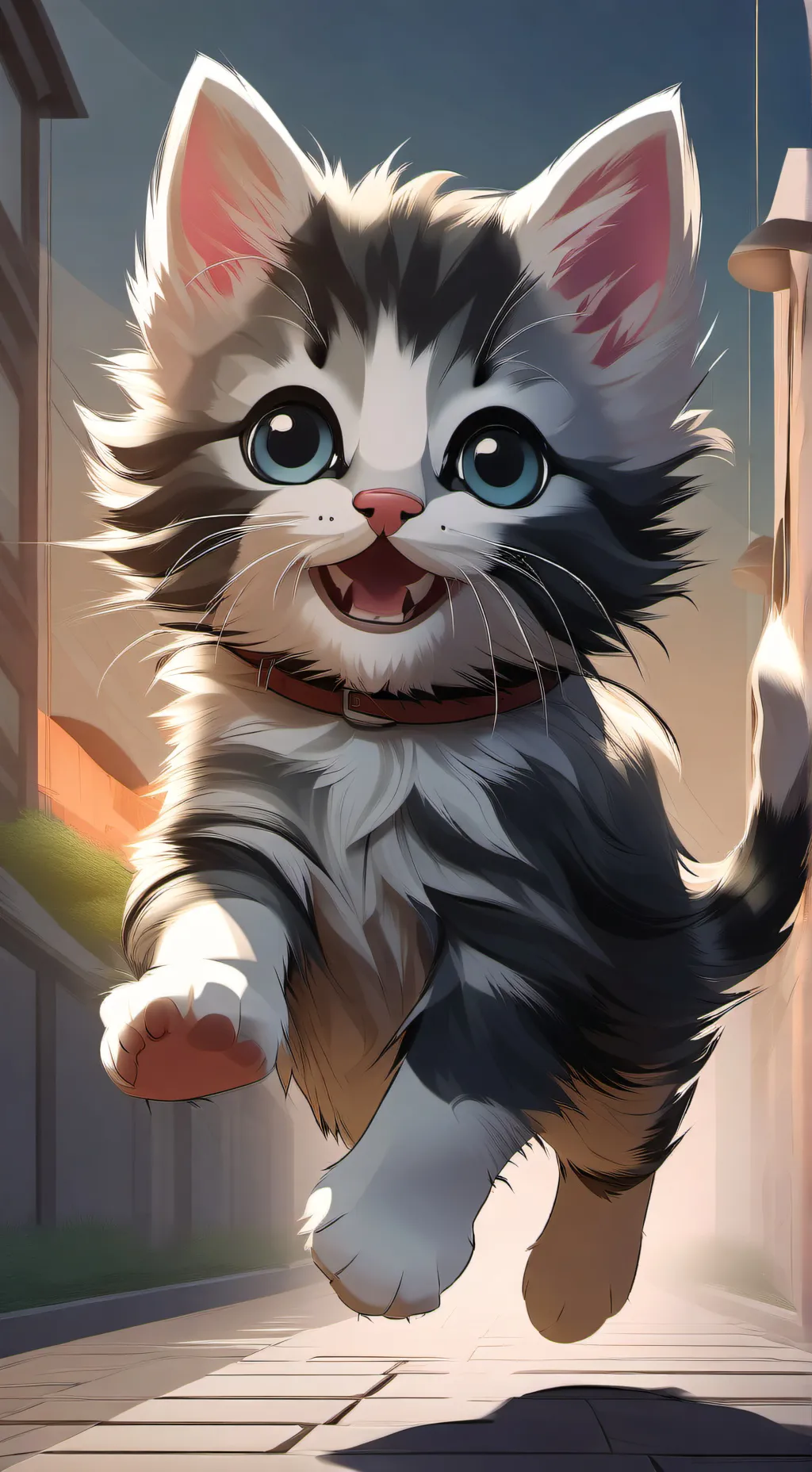 ai character: shy kitten  background