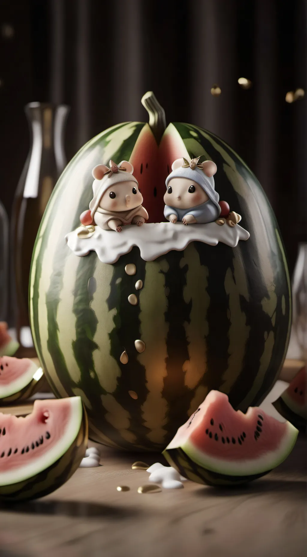 ai character: Baby watermelon background