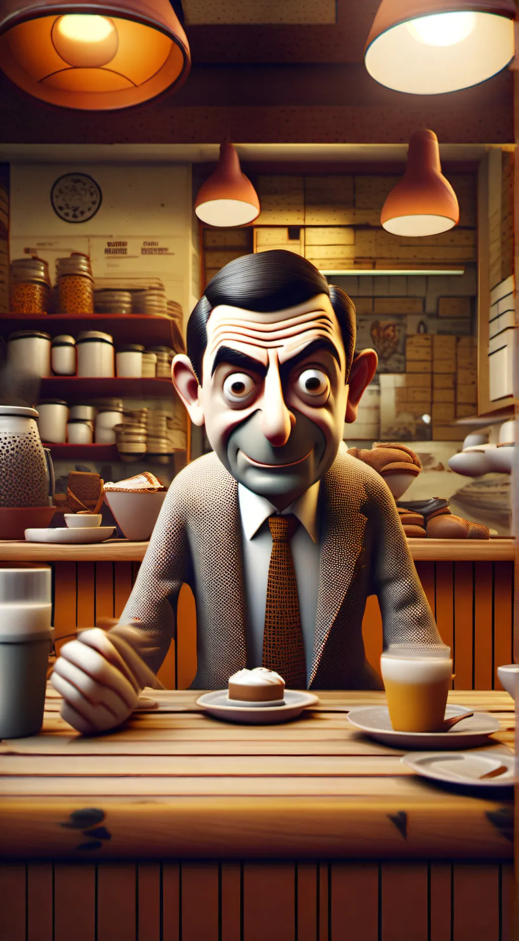 ai character: Mr bean cursed background