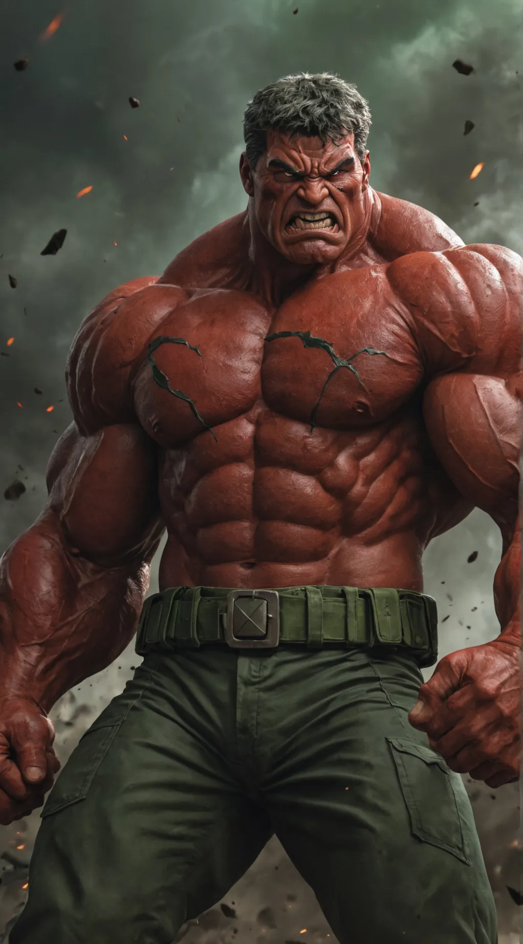 ai character: Red Hulk background