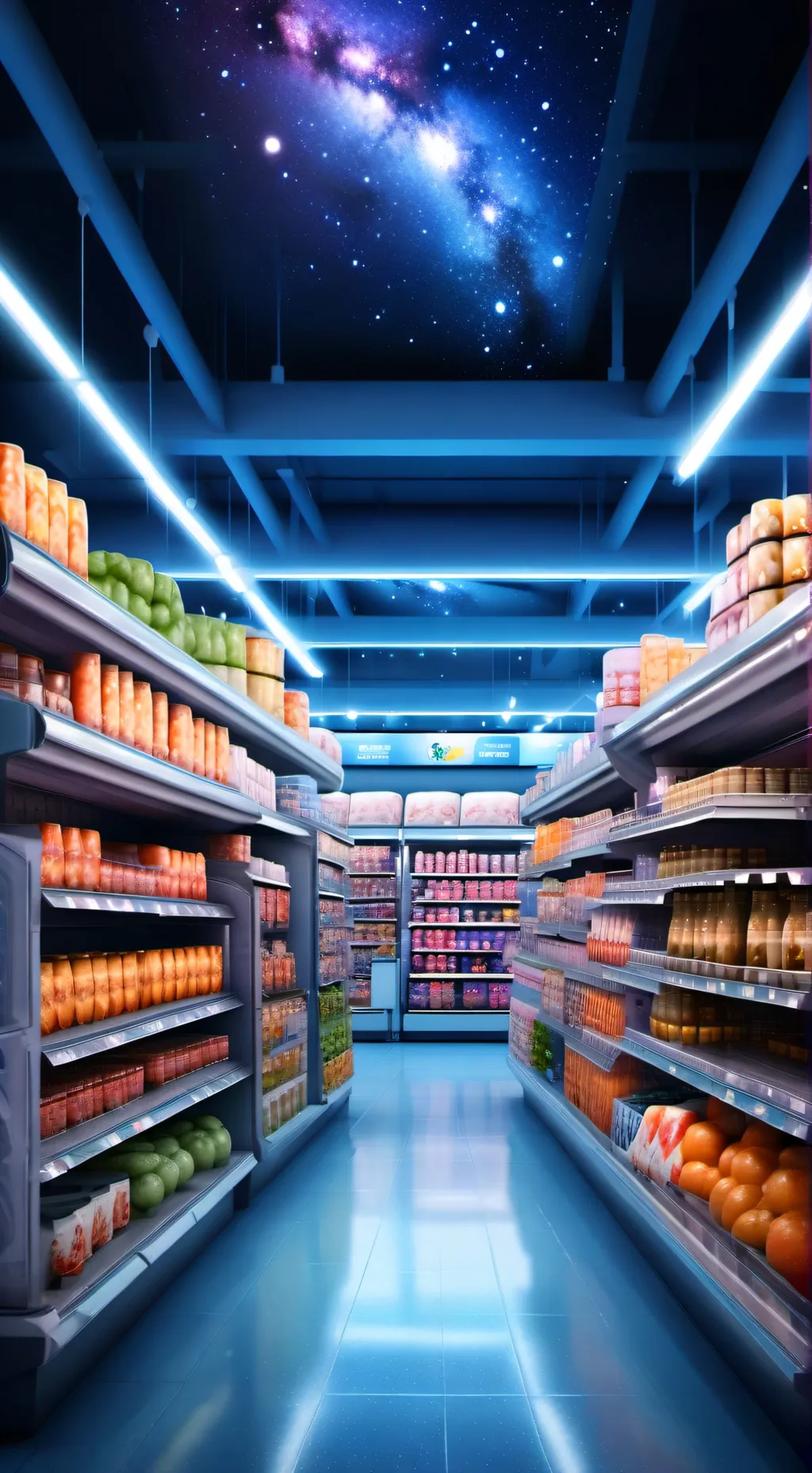 ai character: grocery store background